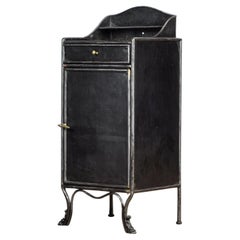 Table de nuit d'hôpital ancienne en fer, années 1920