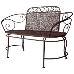Antique Iron Indoor Outdoor Garden Bench