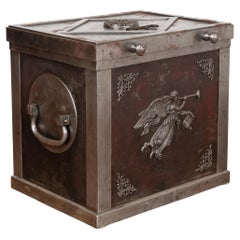 Antique Iron Lock Box or Safe; Unique Side Table from Denmark, circa 1840