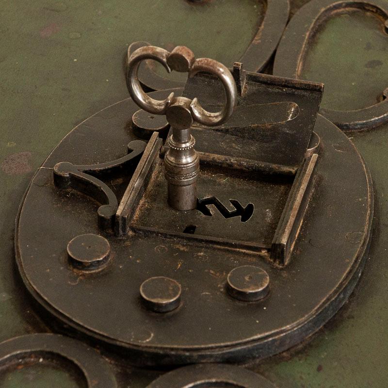 Danish Antique Iron Lock Box or Safe with Original Padlocks and Keys, Unique Side Table