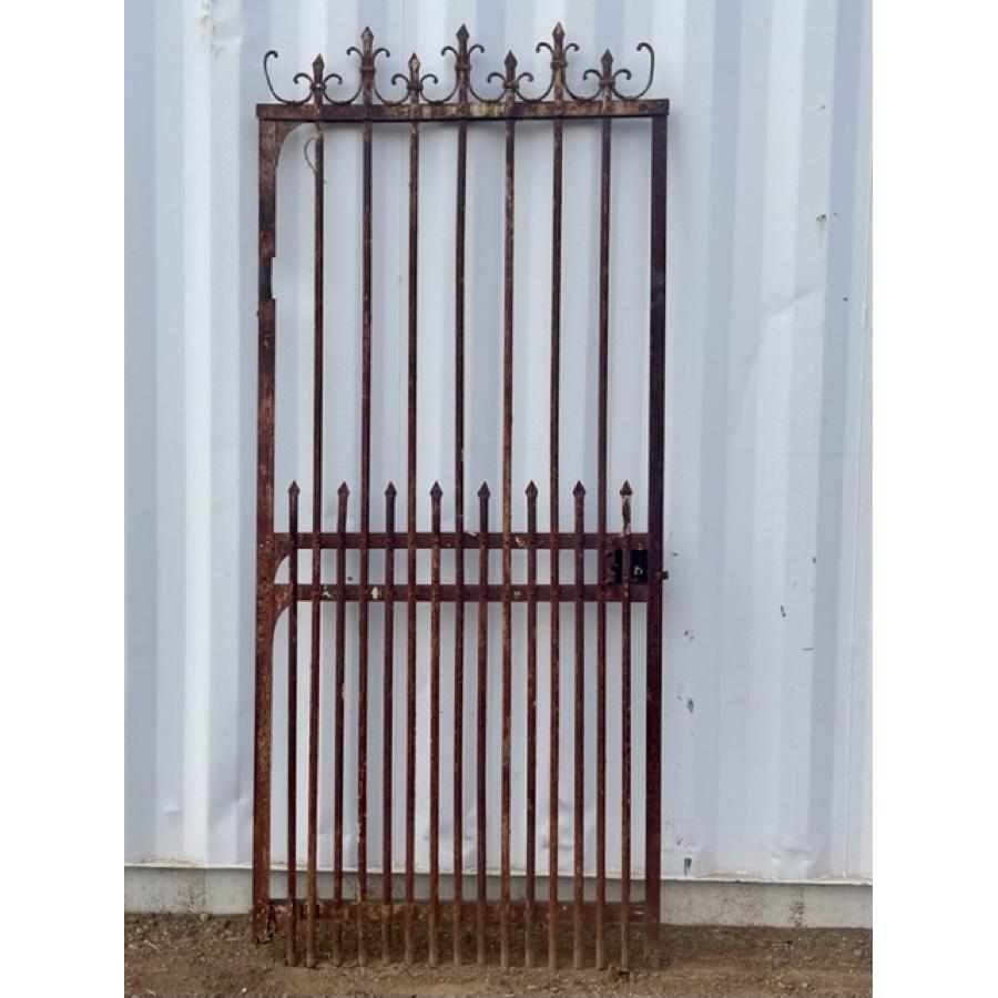 19th Century Antique Iron Man Gate with Fleur de Lis Finals For Sale