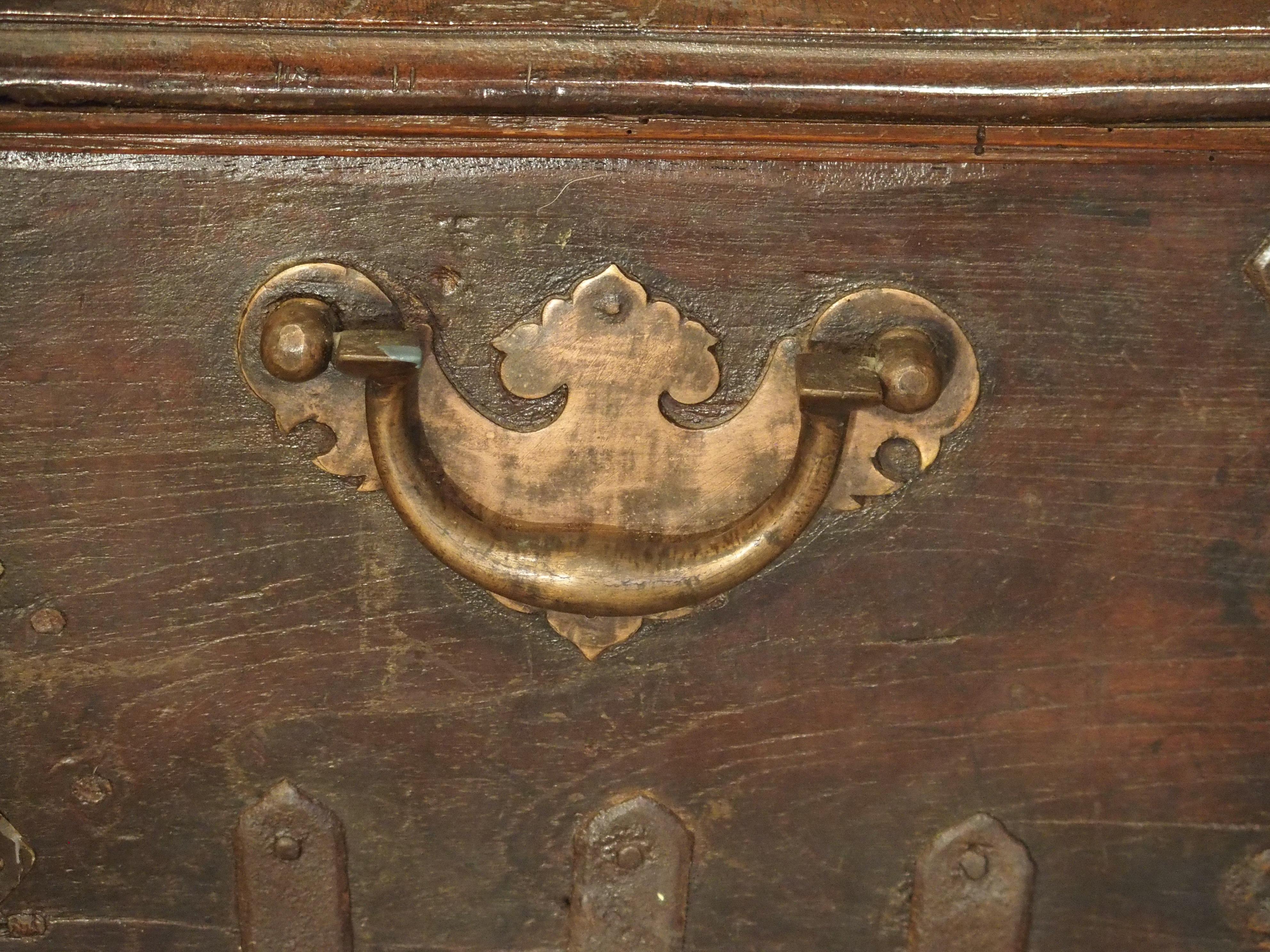 Antique Iron Mounted Mahogany Trunk with Copper Handles, 19th Century 5