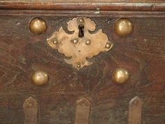 Antique Iron Mounted Mahogany Trunk with Copper Handles, 19th Century