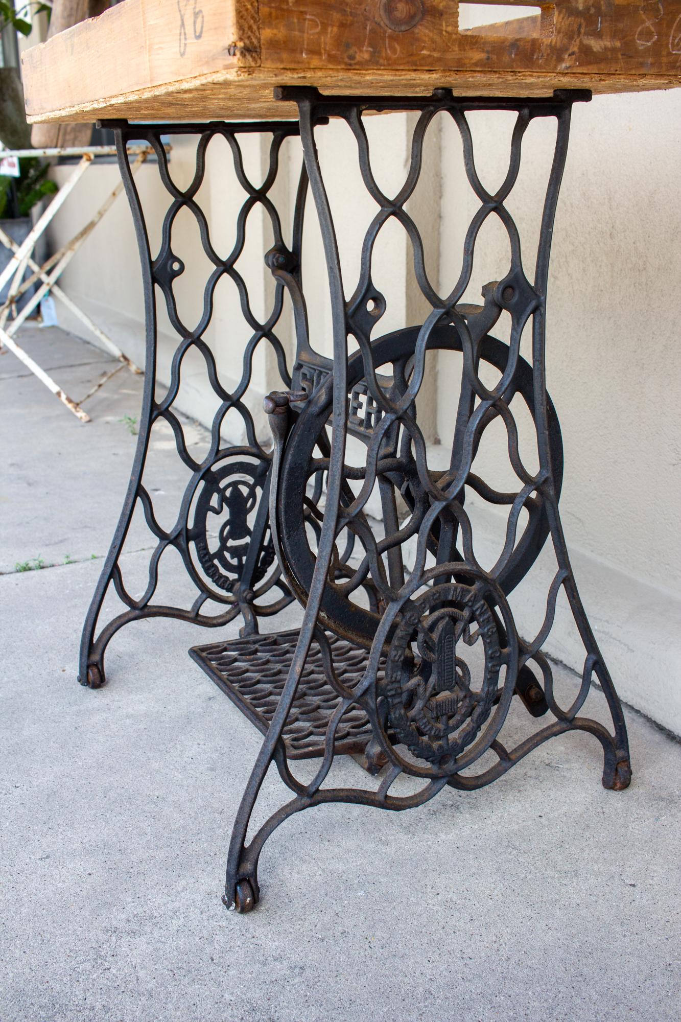 20th Century Antique Iron Singer Bar w/ Removable Tray Inlaid w/ Vintage Romantic Sheet Music