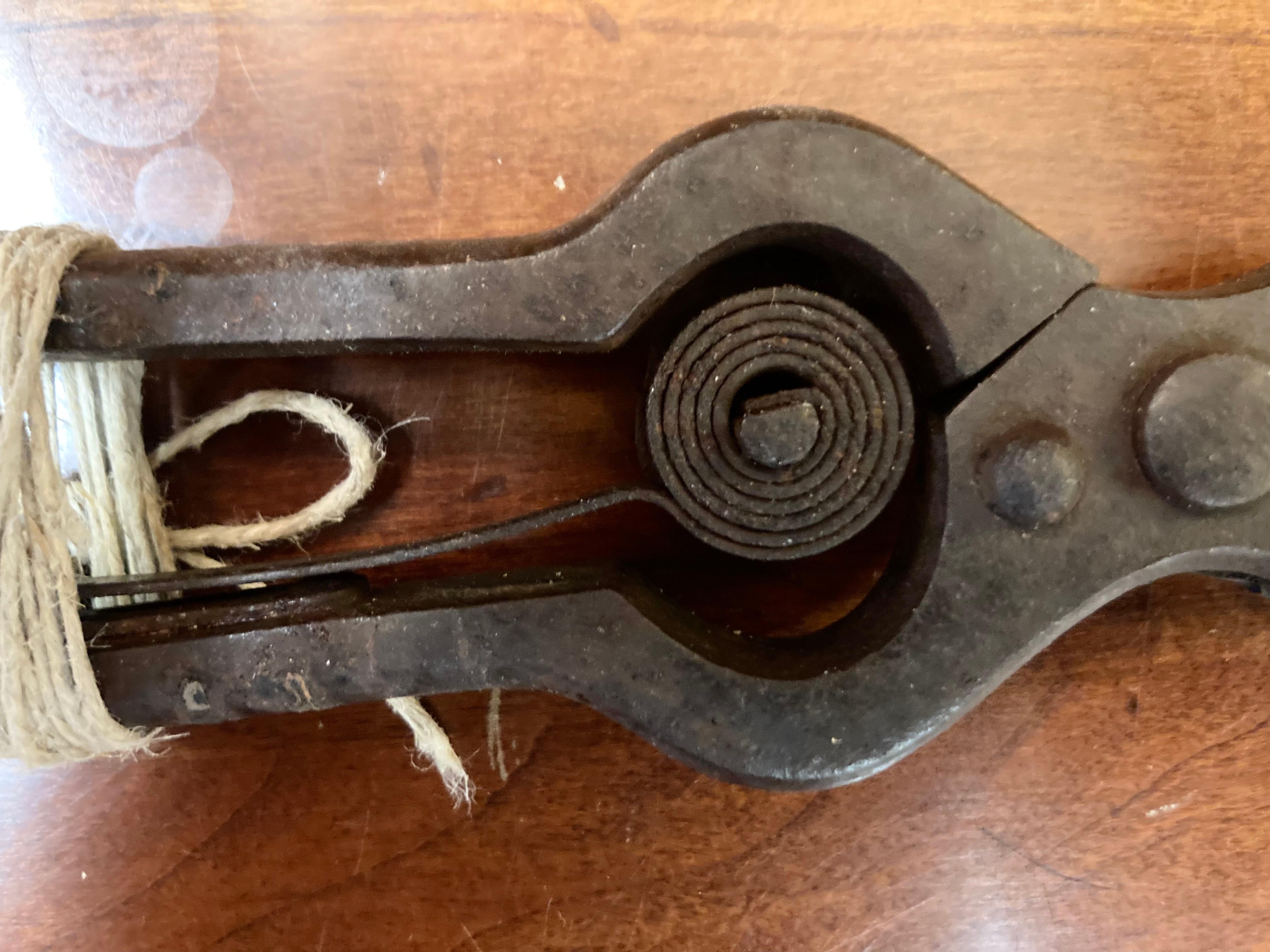 Industrial Antique Iron Spring Action Flower Secateurs For Sale