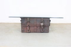 Antique Iron Strongbox/Treasure Chest/Designer Coffee Table
