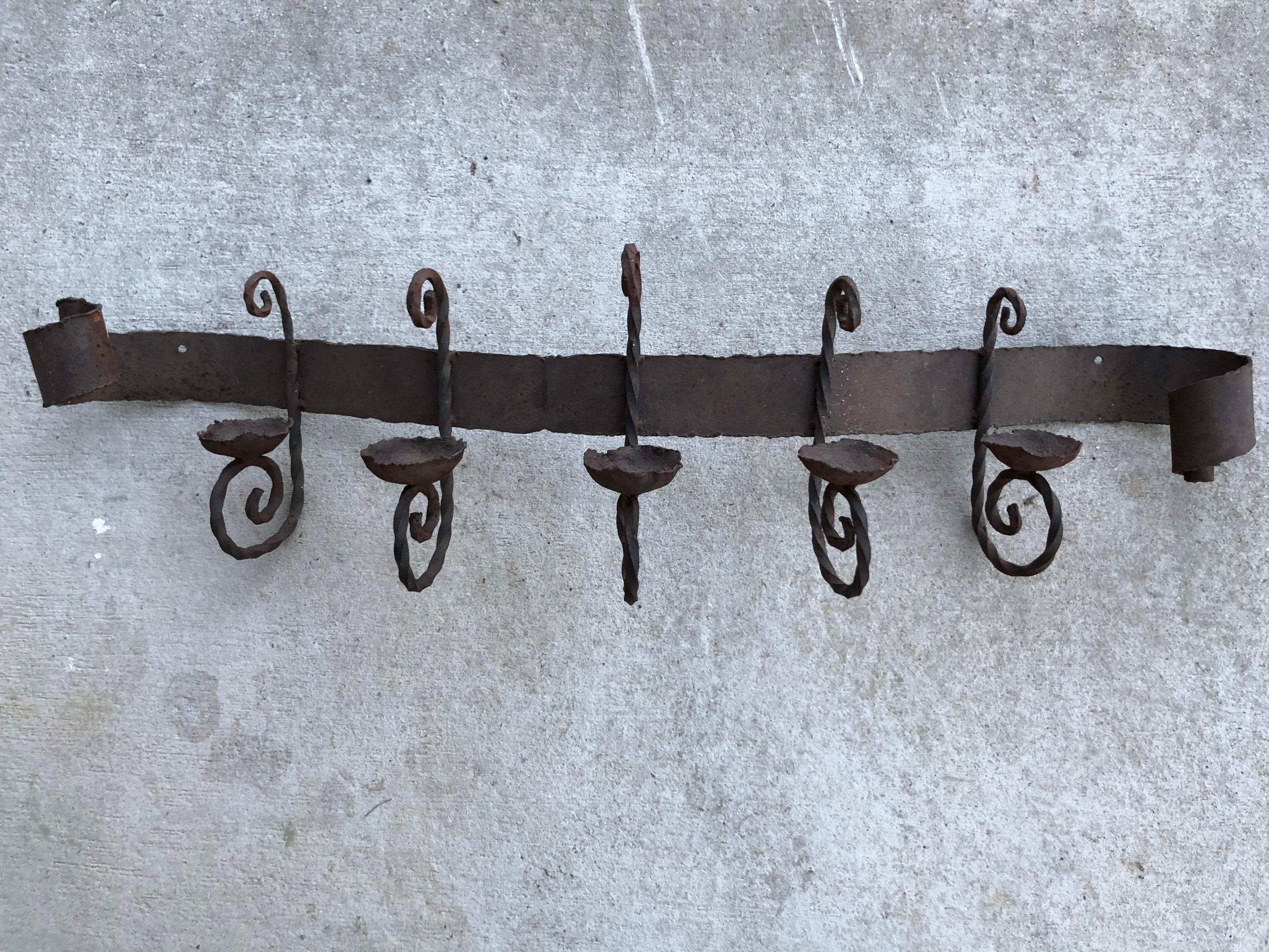 Hand-Crafted Antique Iron Wall Sconce