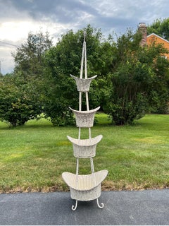 Antique Iron, Wicker Swedish Gustavian Style 4 Tiered Basket Topiary 3 Available