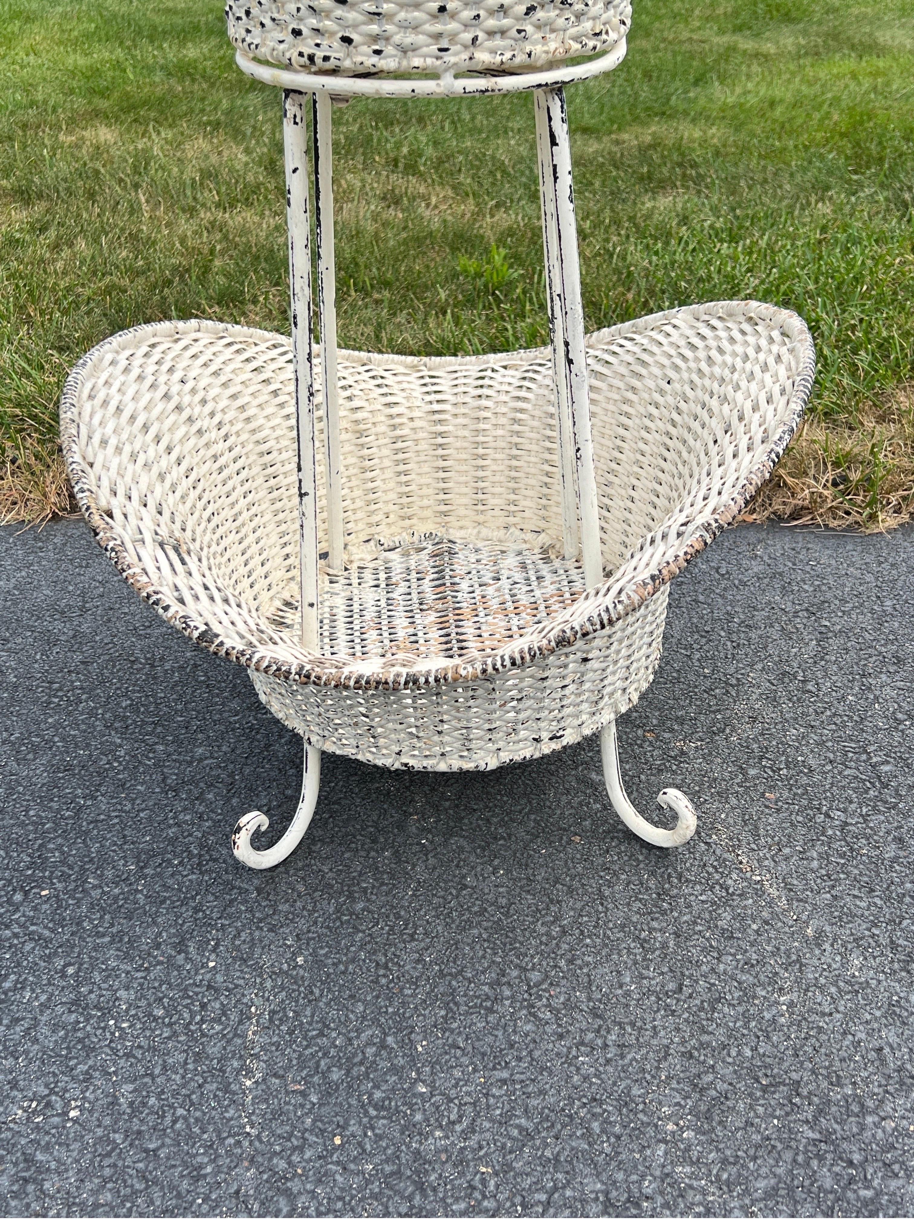 American Antique Iron, Wicker Swedish Gustavian Style 4 Tiered Basket Topiary 3 Available For Sale
