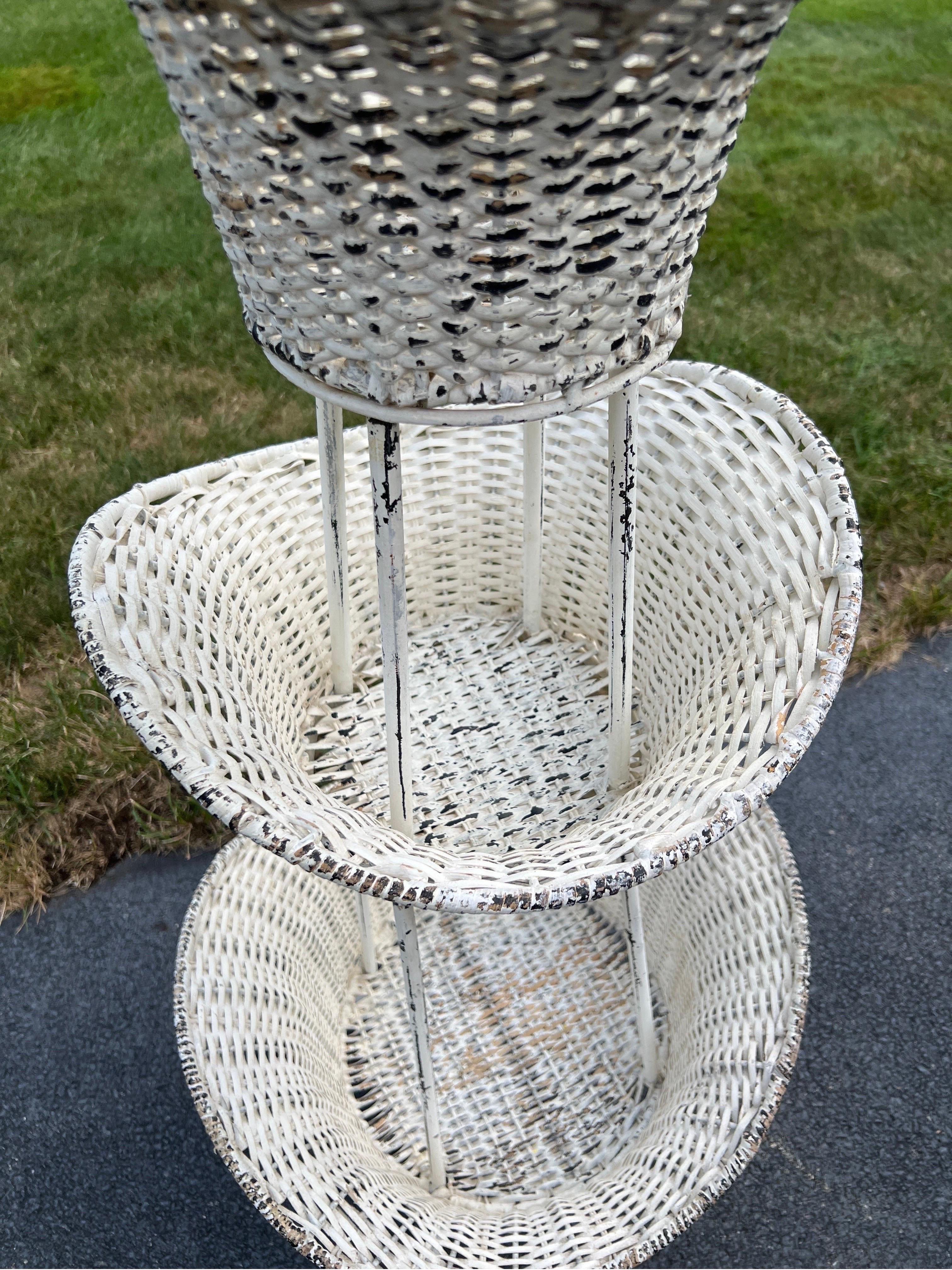 Antique Iron, Wicker Swedish Gustavian Style 4 Tiered Basket Topiary 3 Available For Sale 4