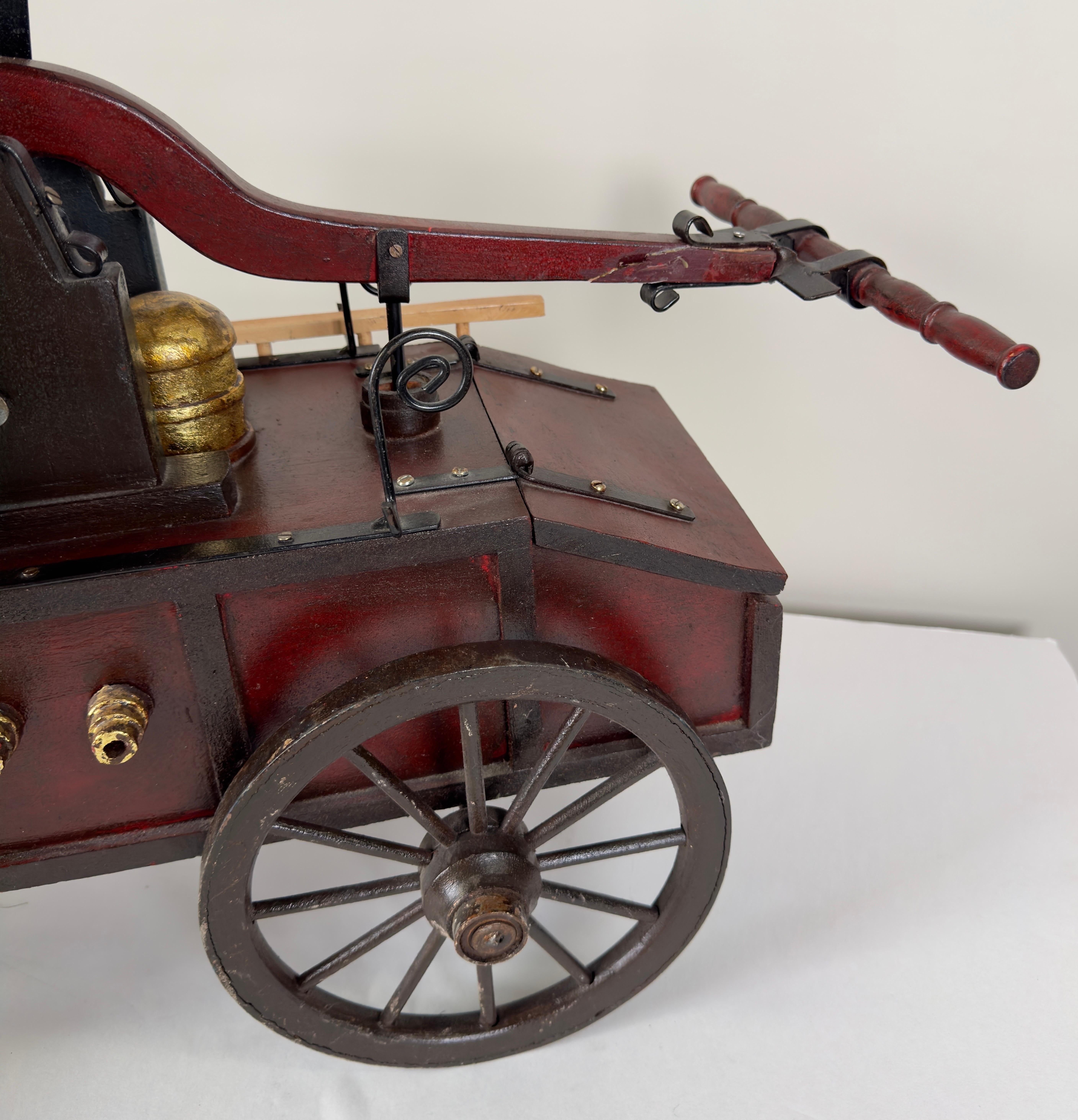 Antique Iron & Wood Fire Engine Large Model or Sculpture For Sale 3