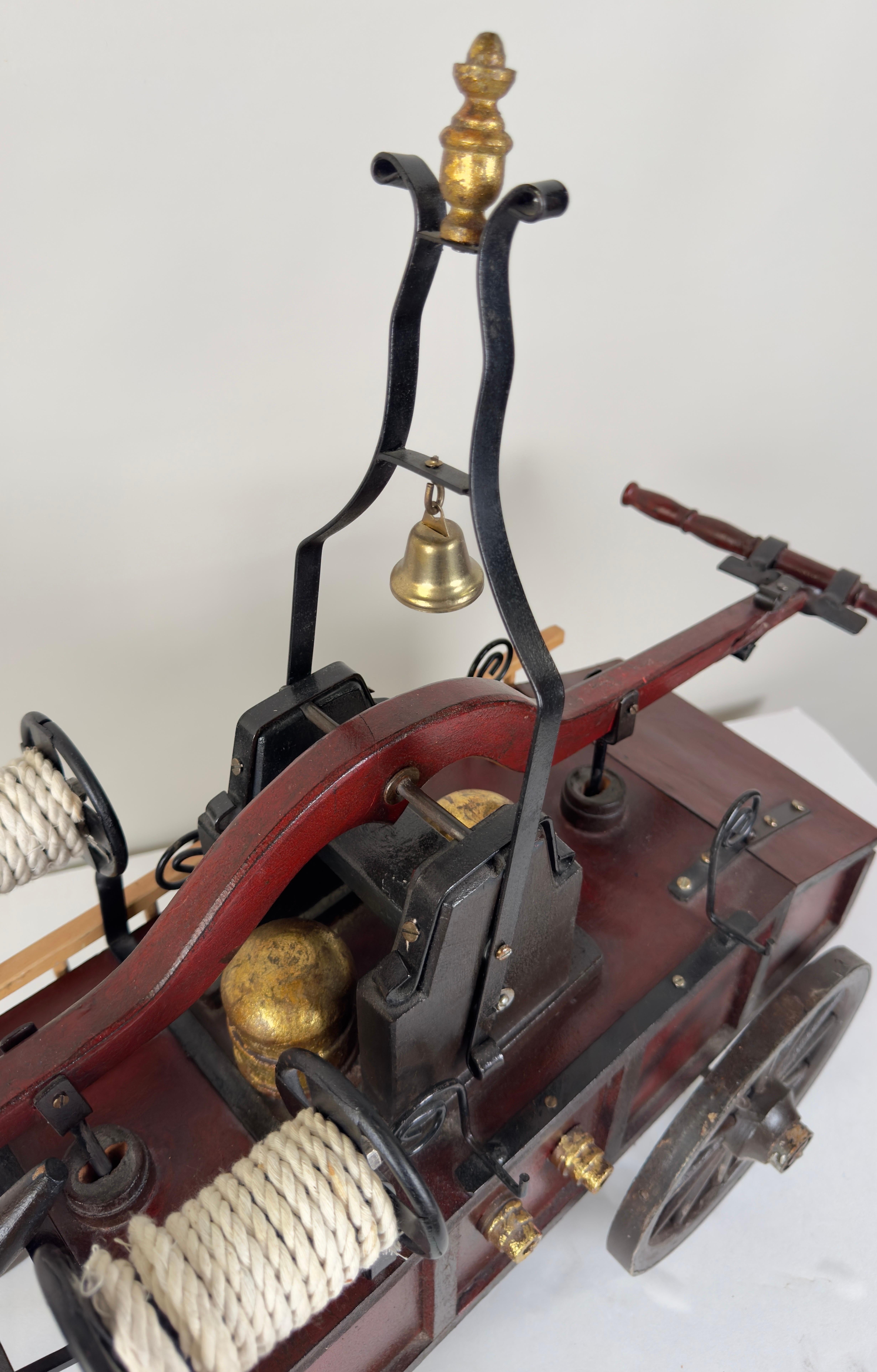 Antique Iron & Wood Fire Engine Large Model or Sculpture For Sale 4