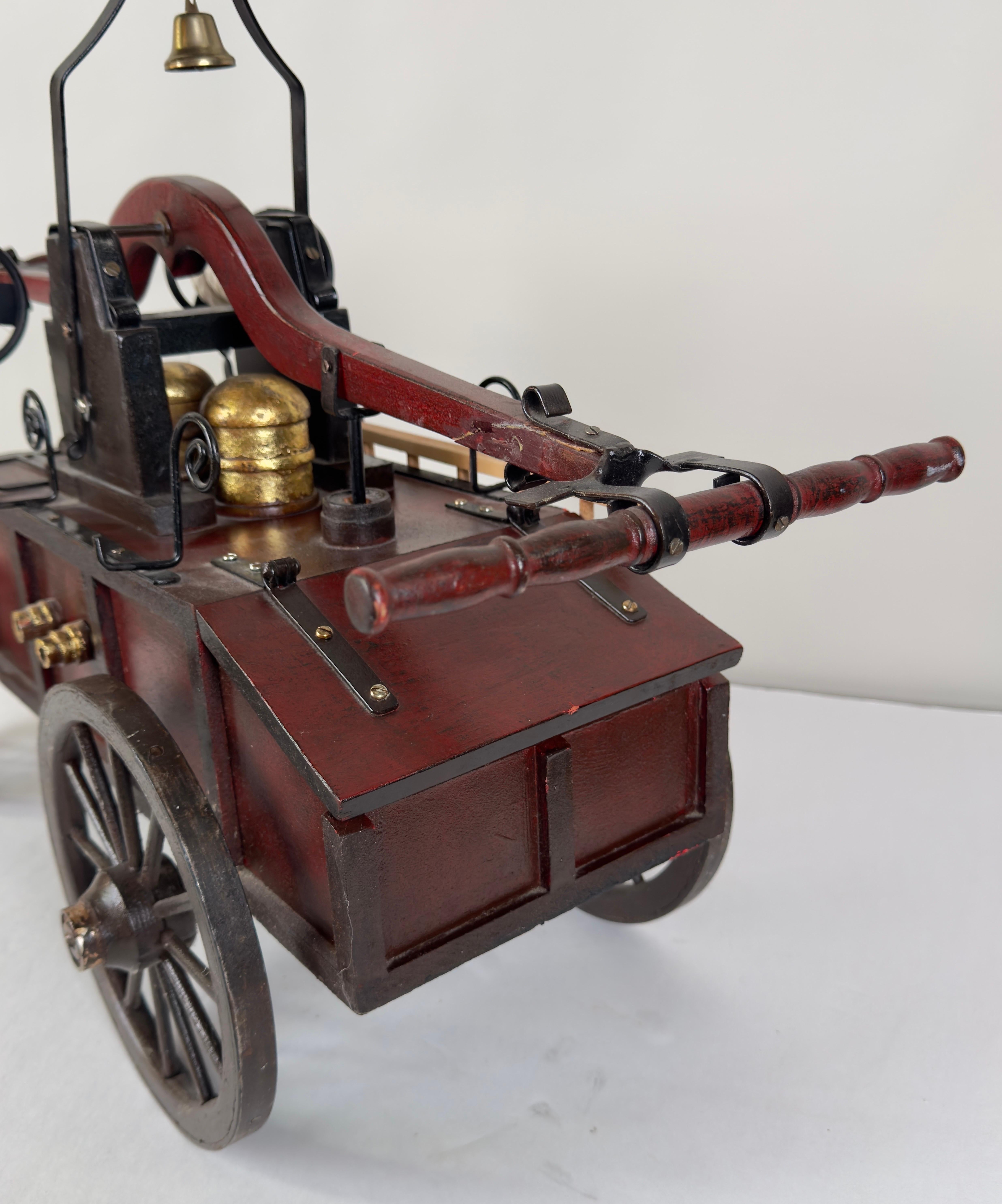 Antique Iron & Wood Fire Engine Large Model or Sculpture For Sale 6