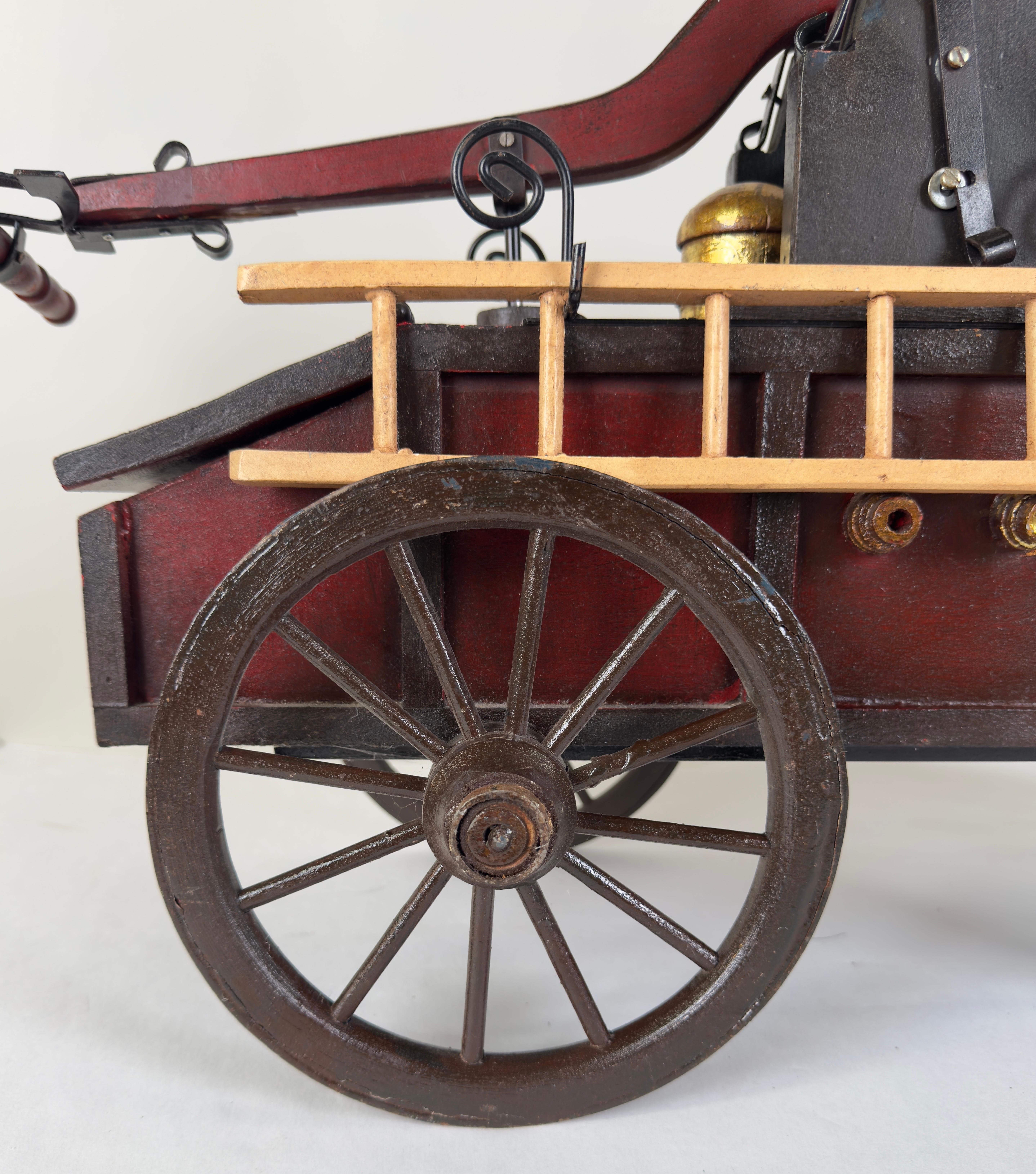 American Classical Antique Iron & Wood Fire Engine Large Model or Sculpture For Sale