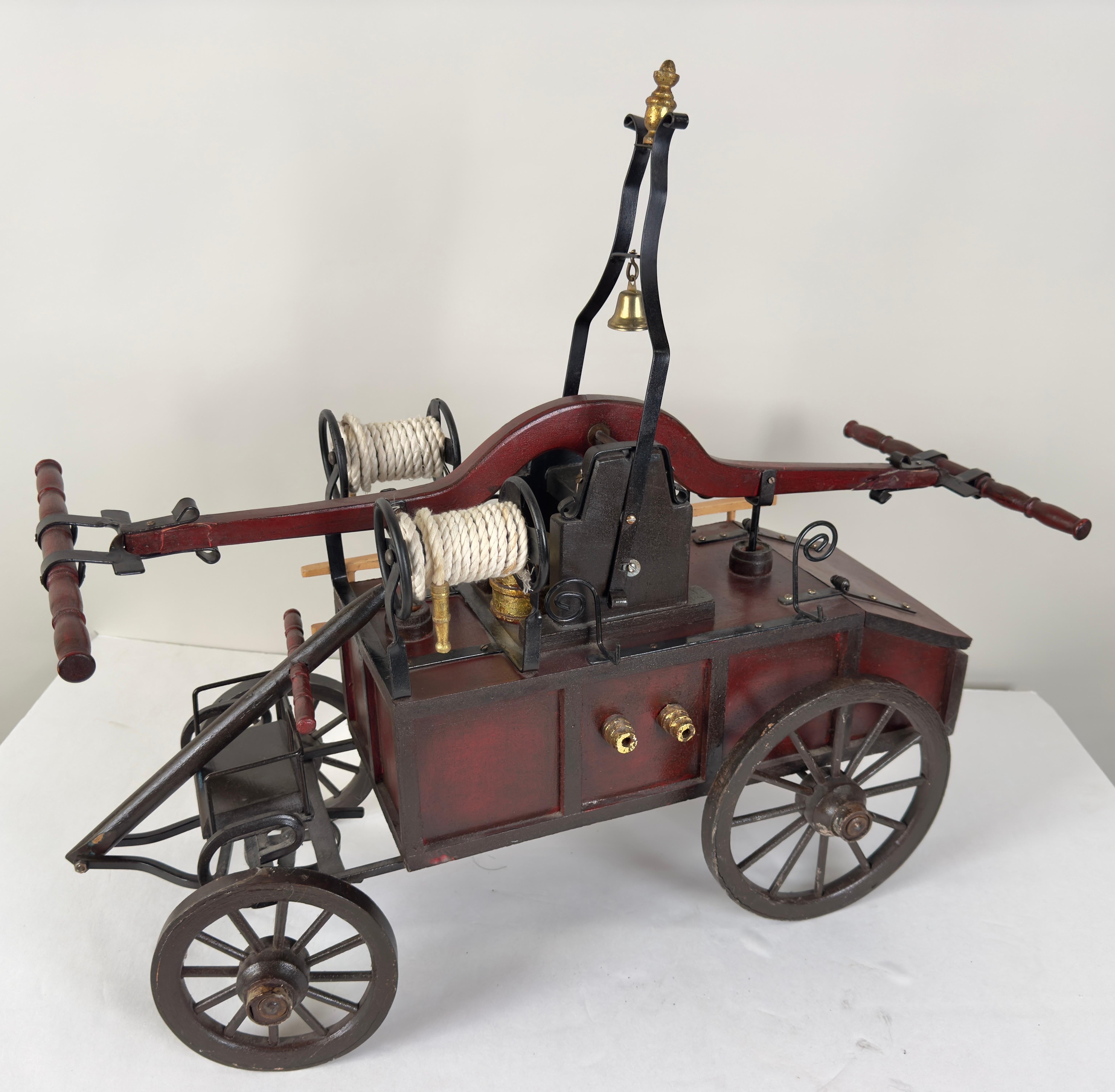 Antique Iron & Wood Fire Engine Large Model or Sculpture For Sale 2
