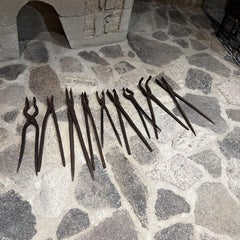 Antique Iron Worker Hand Forged Vintage Tools Set of 9