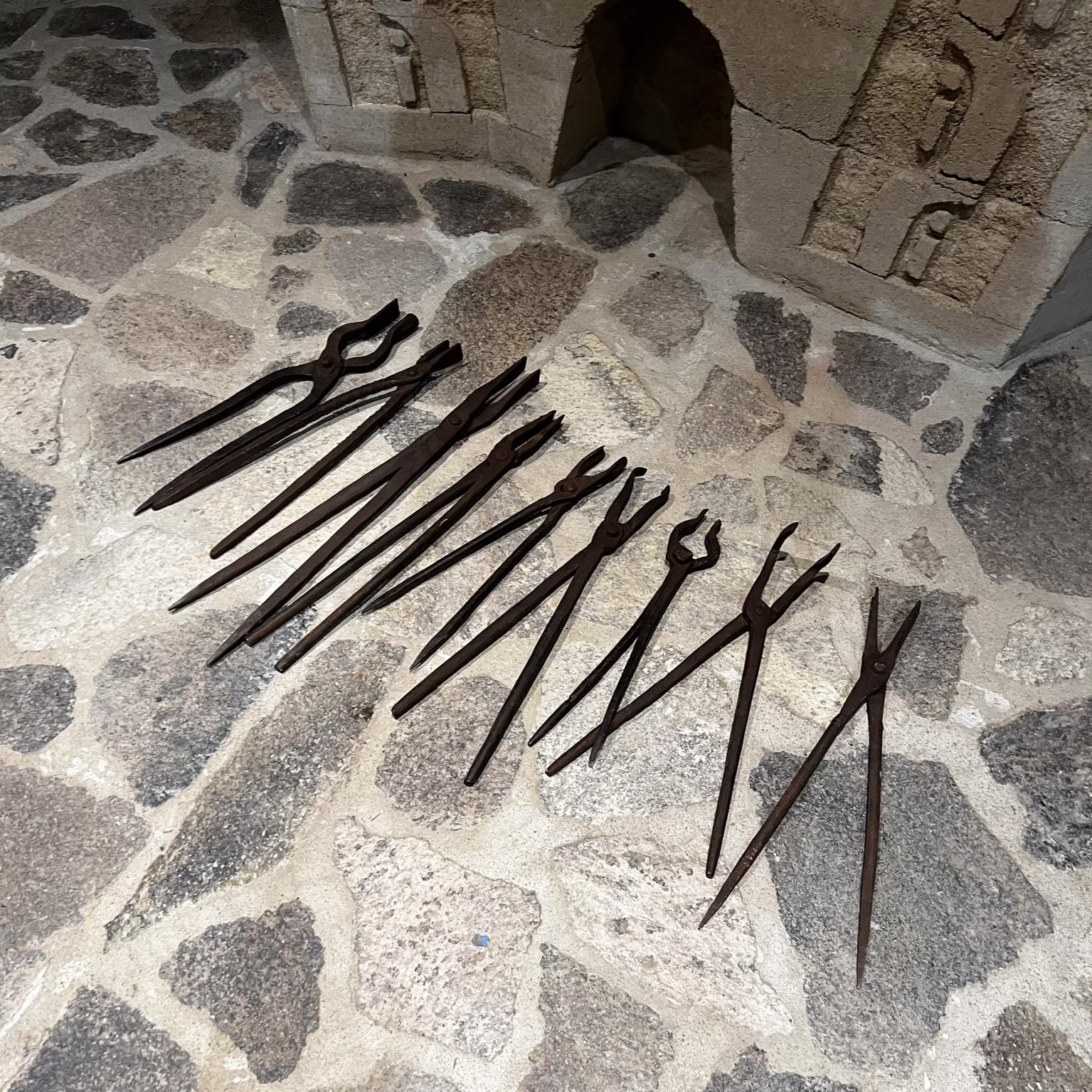 Industrial  Antique Iron Worker Hand Forged Vintage Tools Set of 9 For Sale