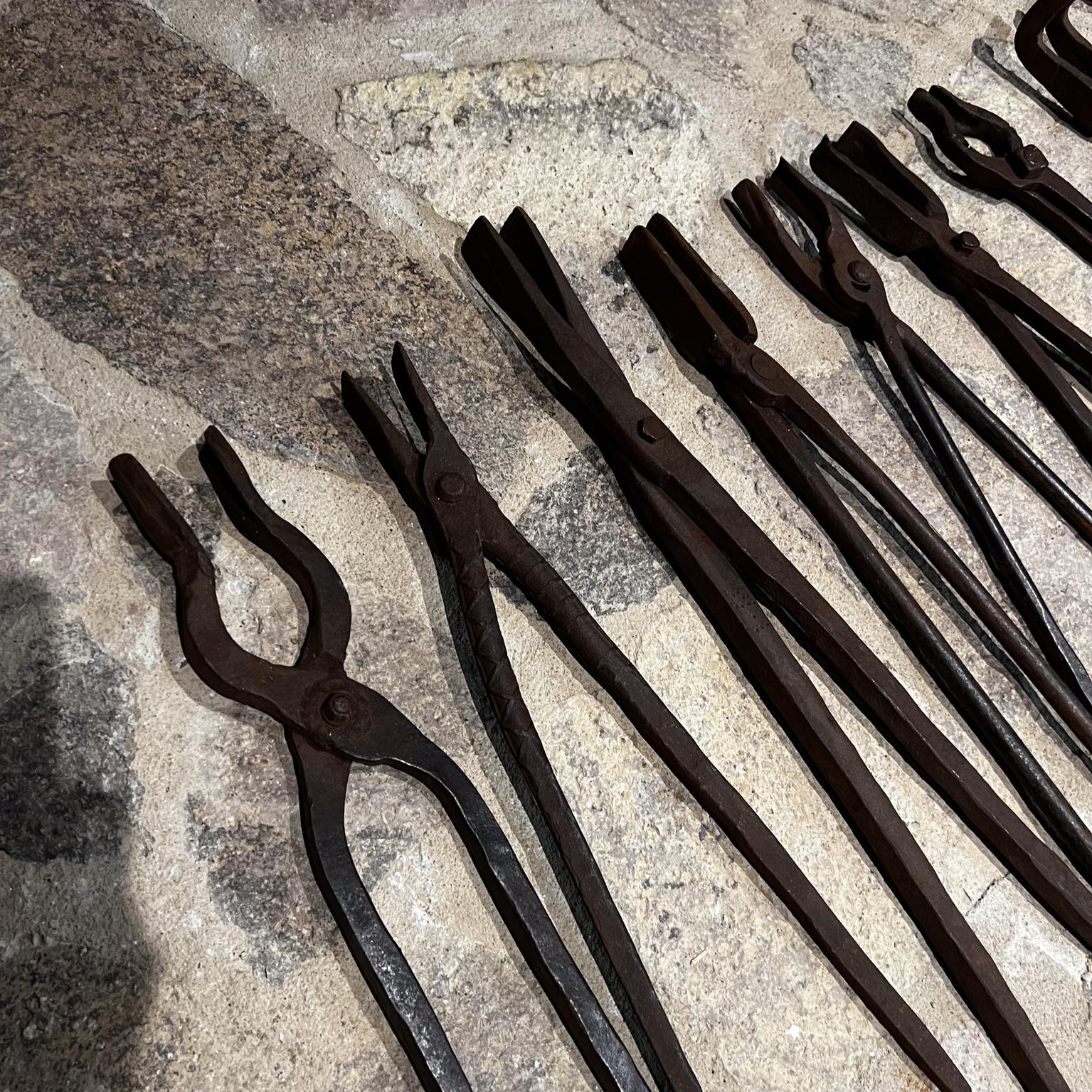 20th Century  Antique Iron Worker Hand Forged Vintage Tools Set of 9 For Sale