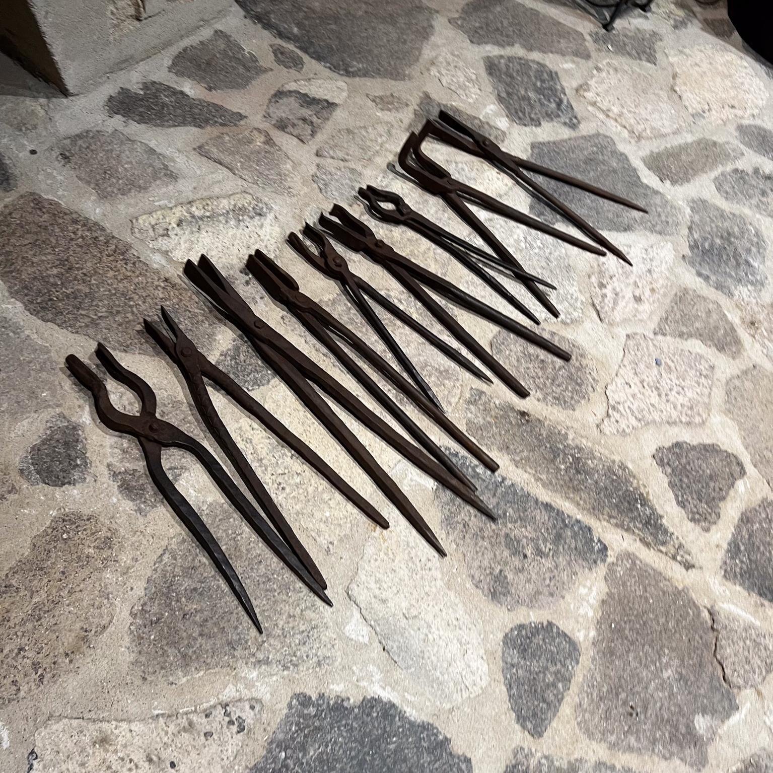  Antique Iron Worker Hand Forged Vintage Tools Set of 9 For Sale 1