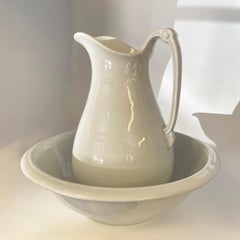 Antique Ironstone Pitcher and Wash Basin, Burgess & Goddard