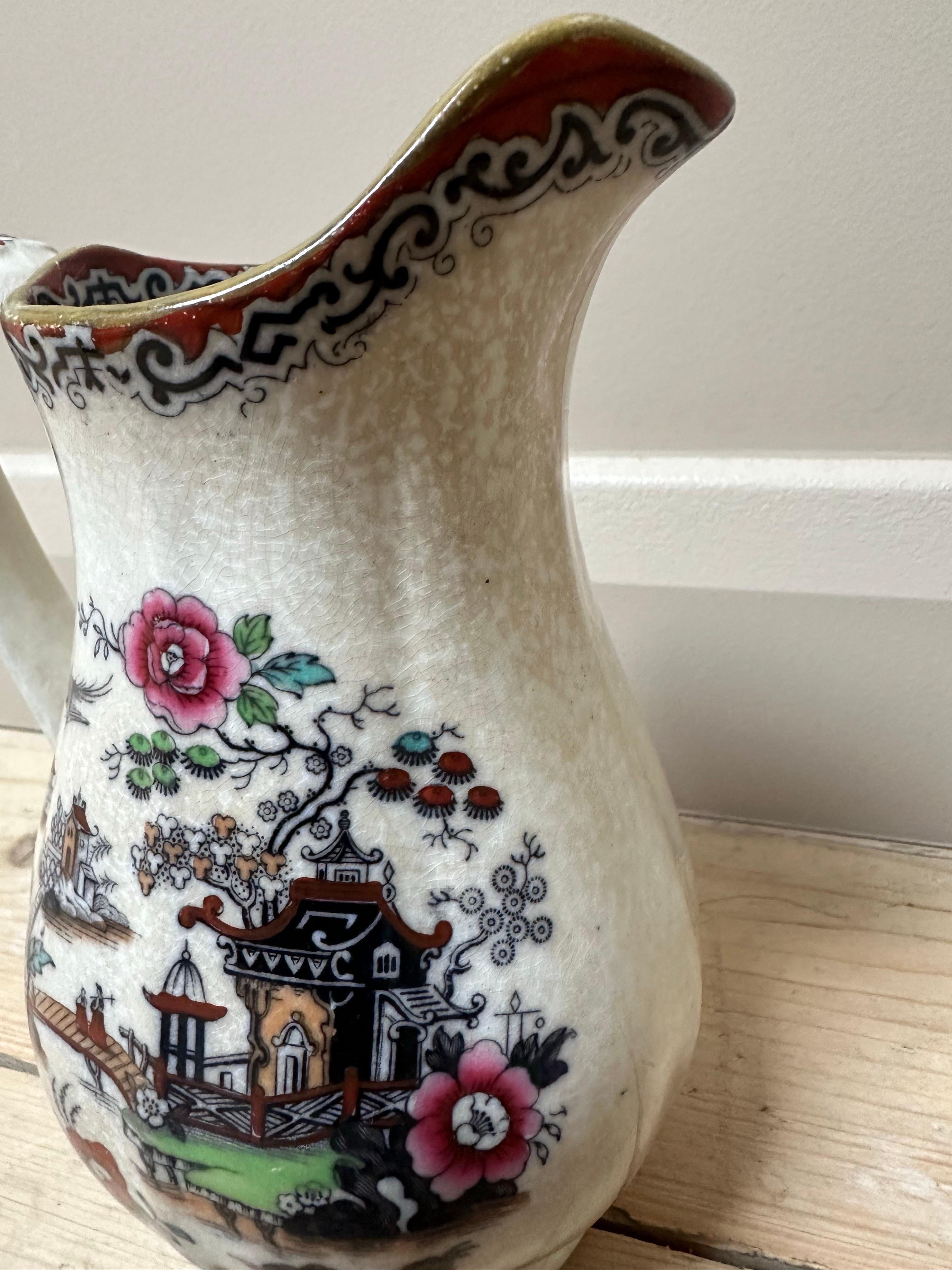 Antiker Ironstone Krug, Masons, asiatische Szene, 19. Jahrhundert im Angebot 3