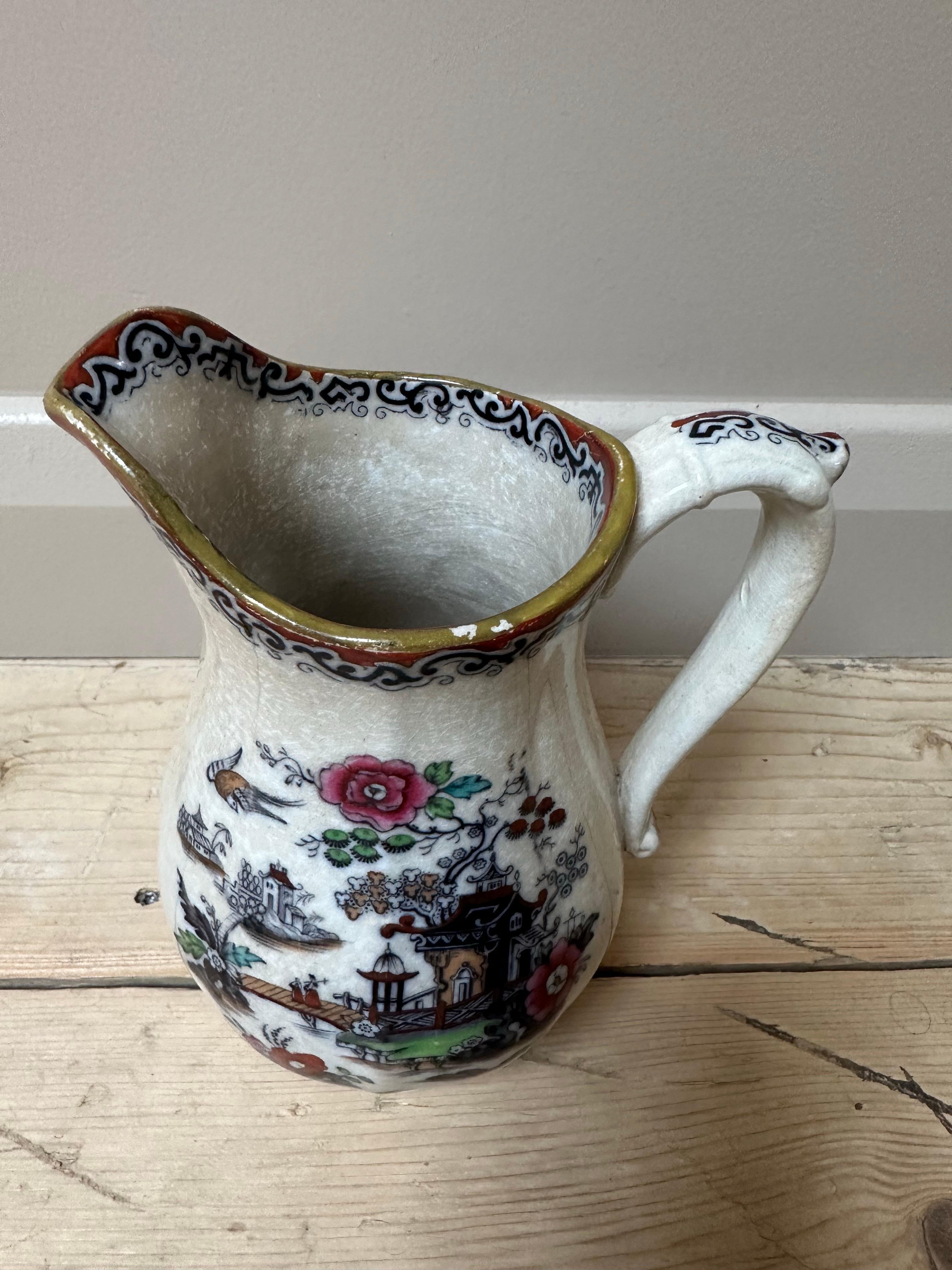 Antiker Ironstone Krug, Masons, asiatische Szene, 19. Jahrhundert im Zustand „Gut“ im Angebot in Worcester Park, GB