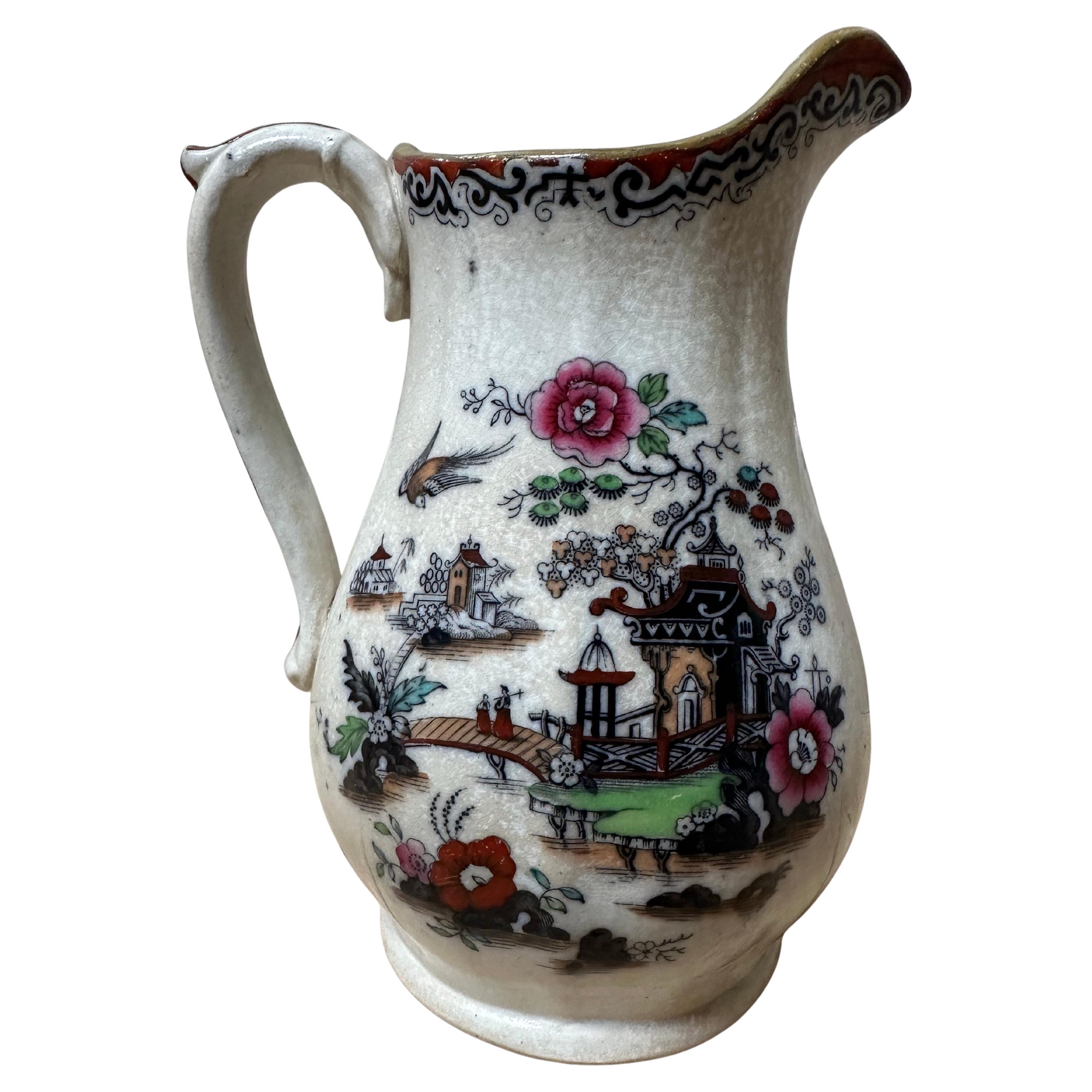 Antiker Ironstone Krug, Masons, asiatische Szene, 19. Jahrhundert im Angebot