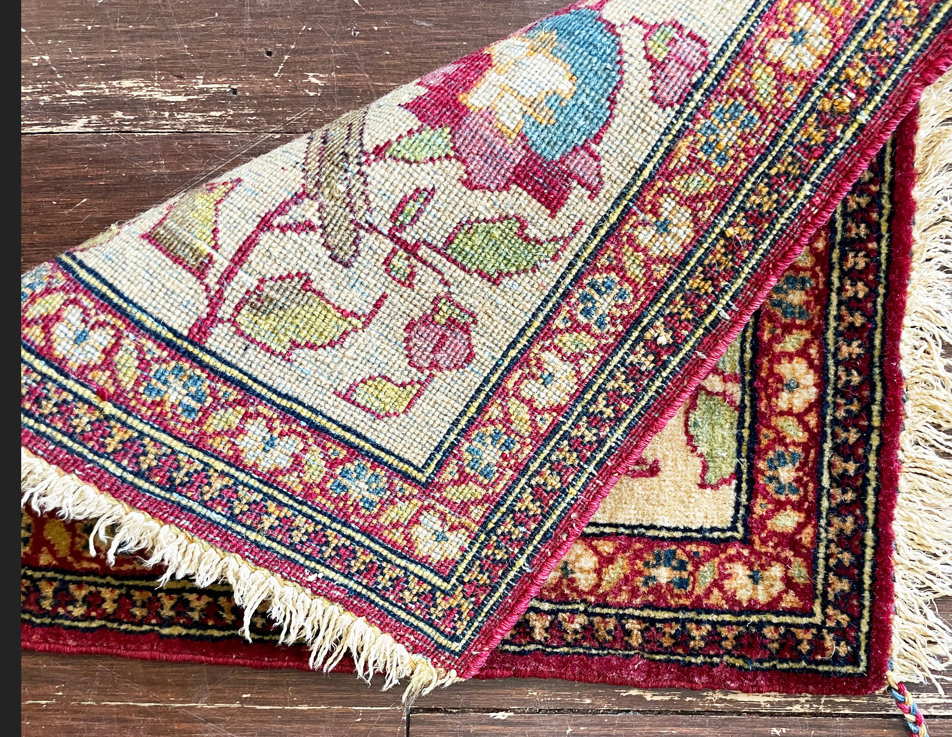 Hand-Woven Antique Isfahan Ahmad Rug, Very unusual For Sale