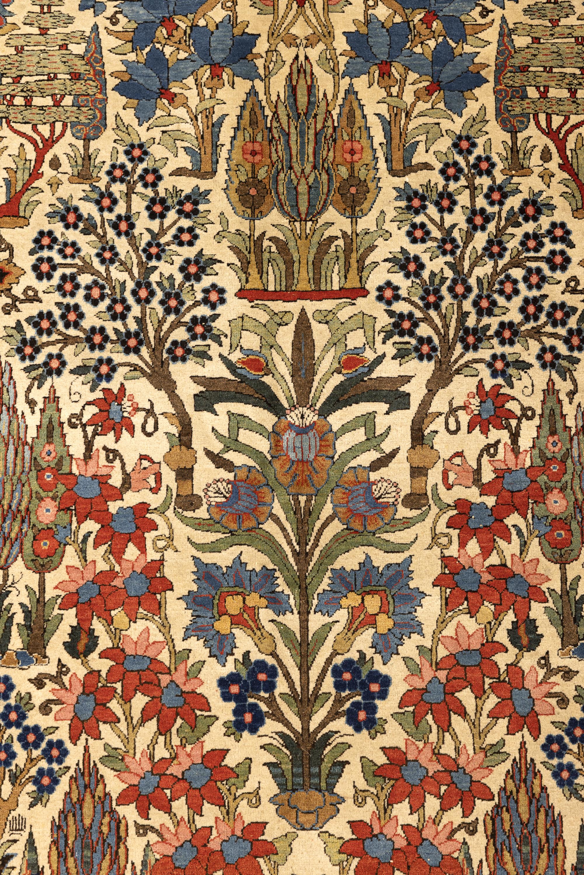 Persian Antique Isfahan Garden Paradise Carpet For Sale