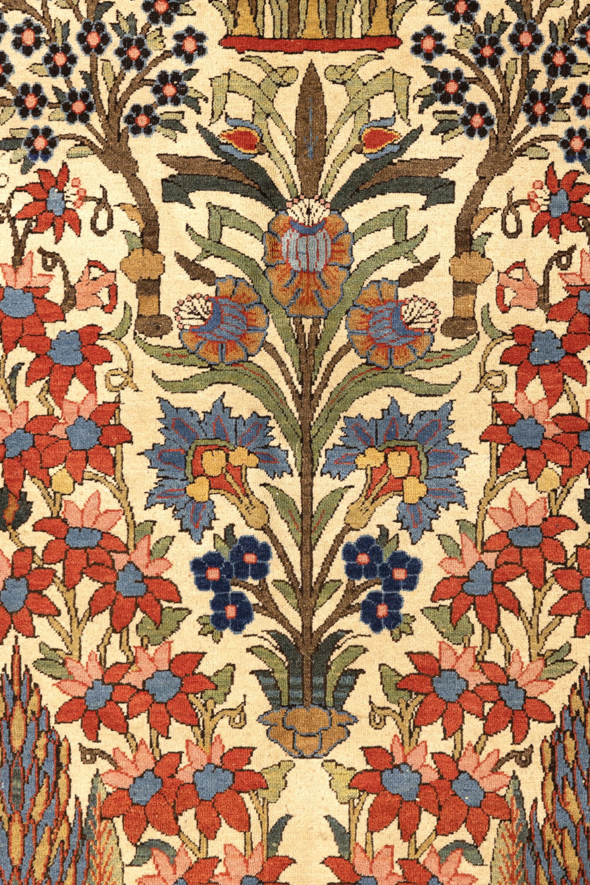 Antique Isfahan Garden Paradise Carpet For Sale