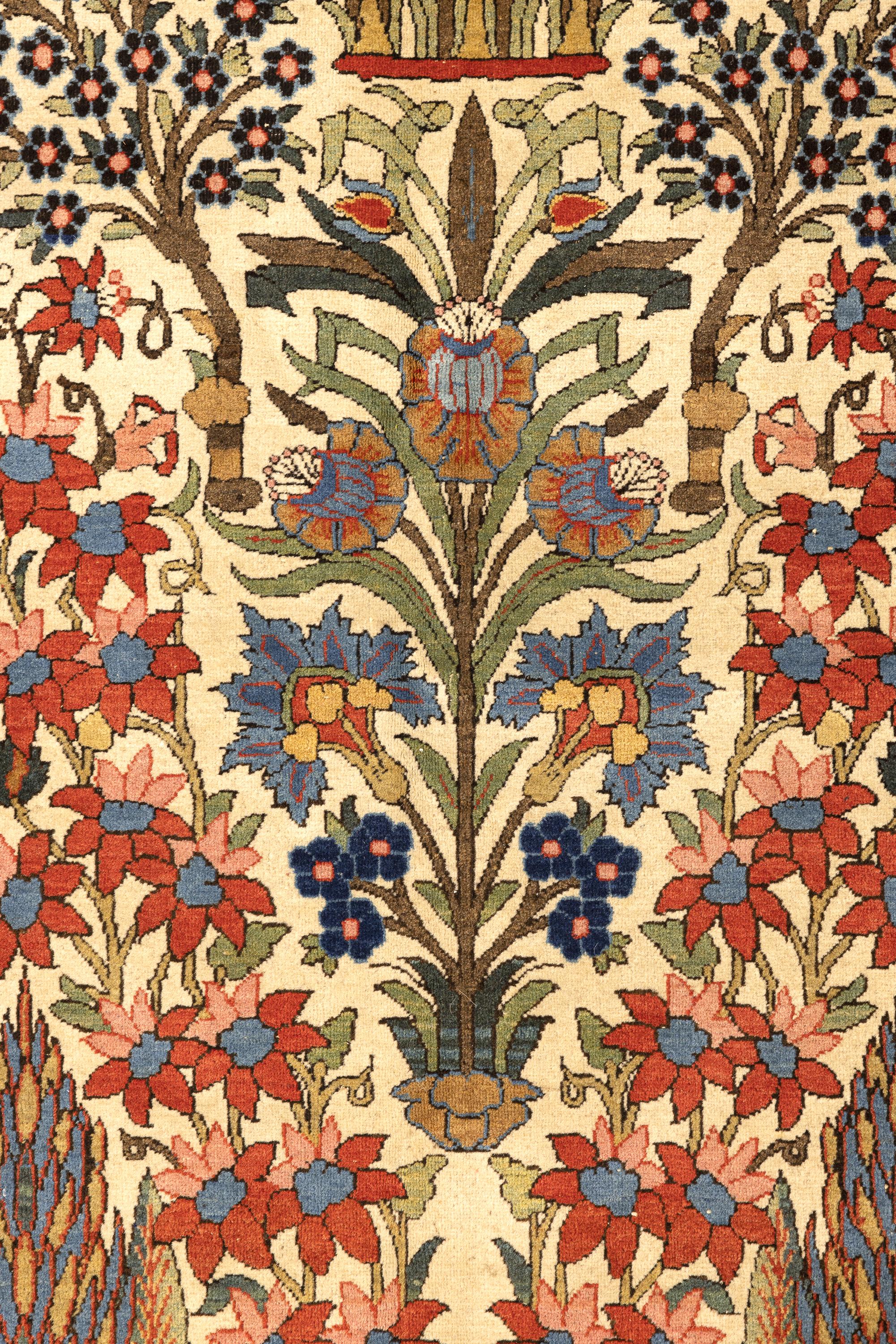 Hand-Knotted Antique Persian Isfahan Garden Paradise Carpet For Sale