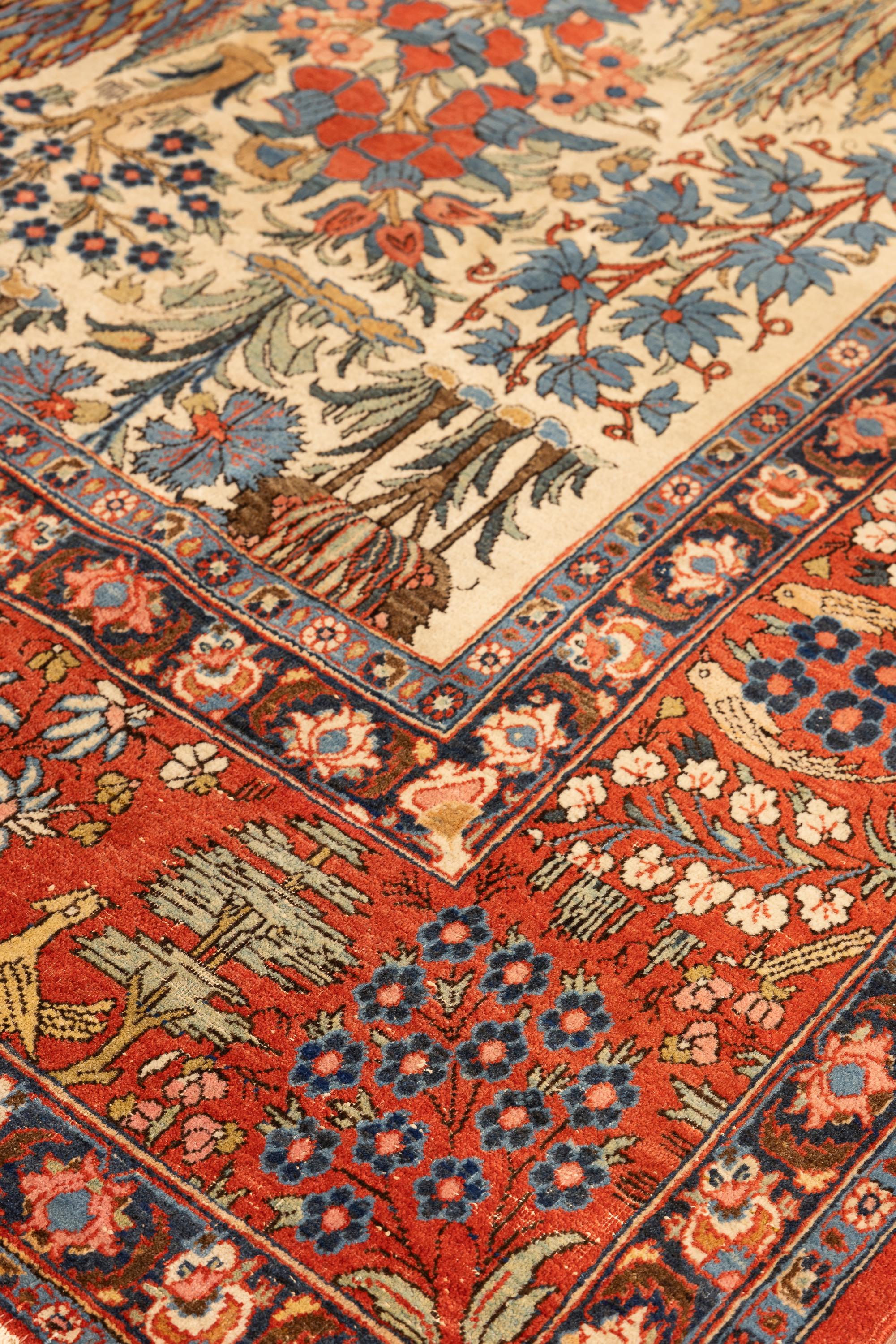Hand-Knotted Antique Isfahan Garden Paradise Carpet For Sale