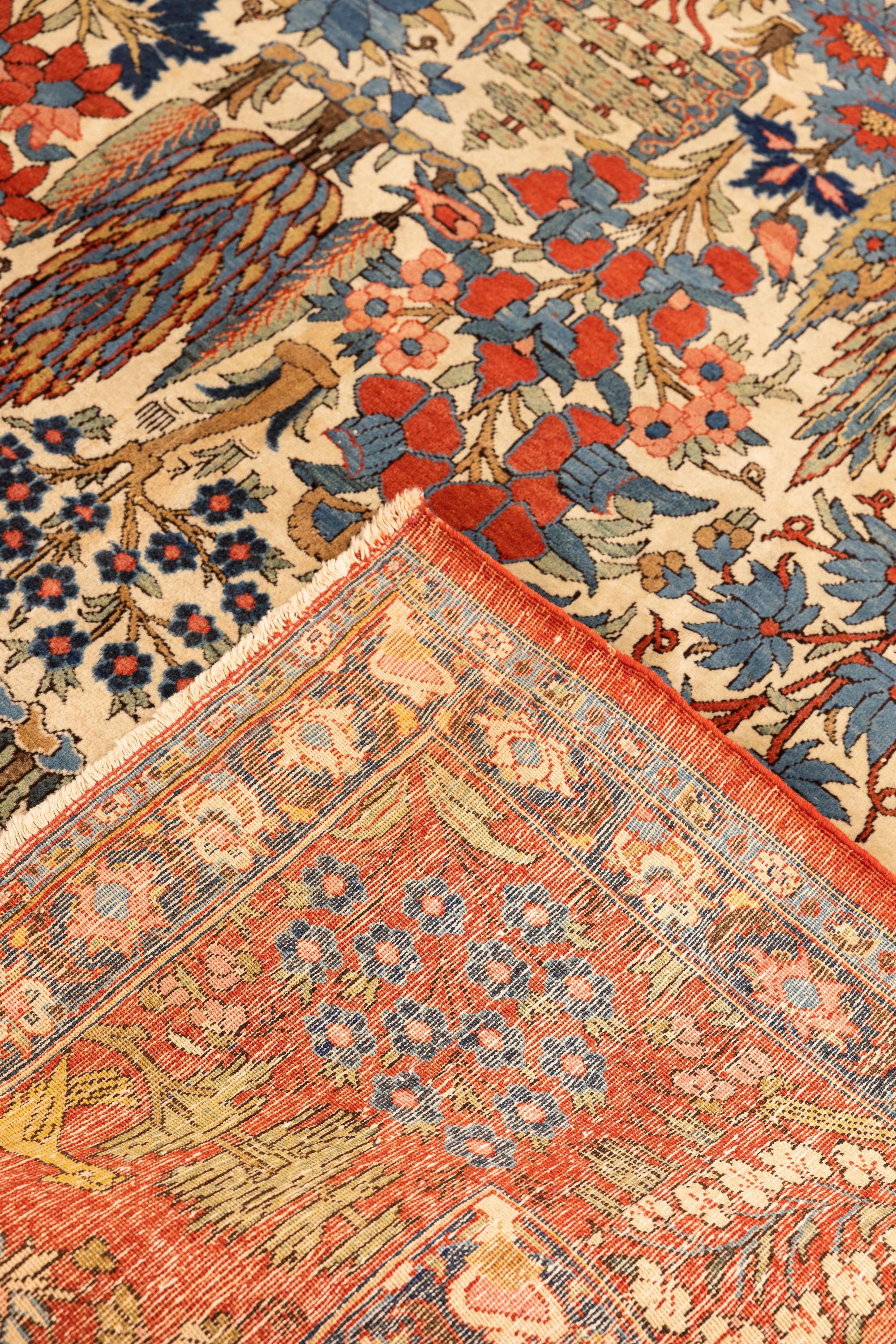 Antique Isfahan Garden Paradise Carpet In Excellent Condition For Sale In Barueri, SP, BR