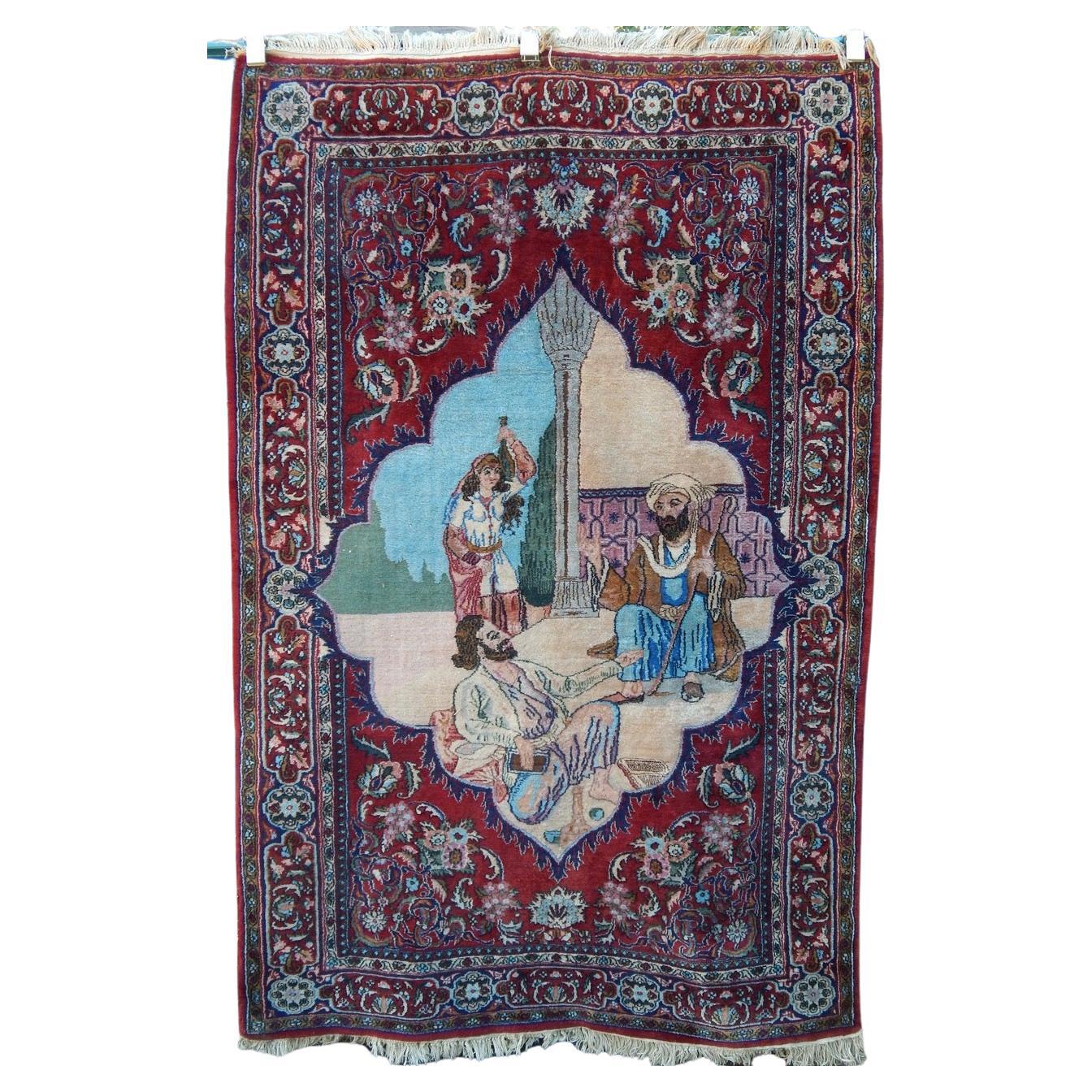Antique Isfahan Pictorial Rug, Early 20th Century  For Sale