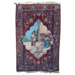 Antique Isfahan Pictorial Rug, Early 20th Century 