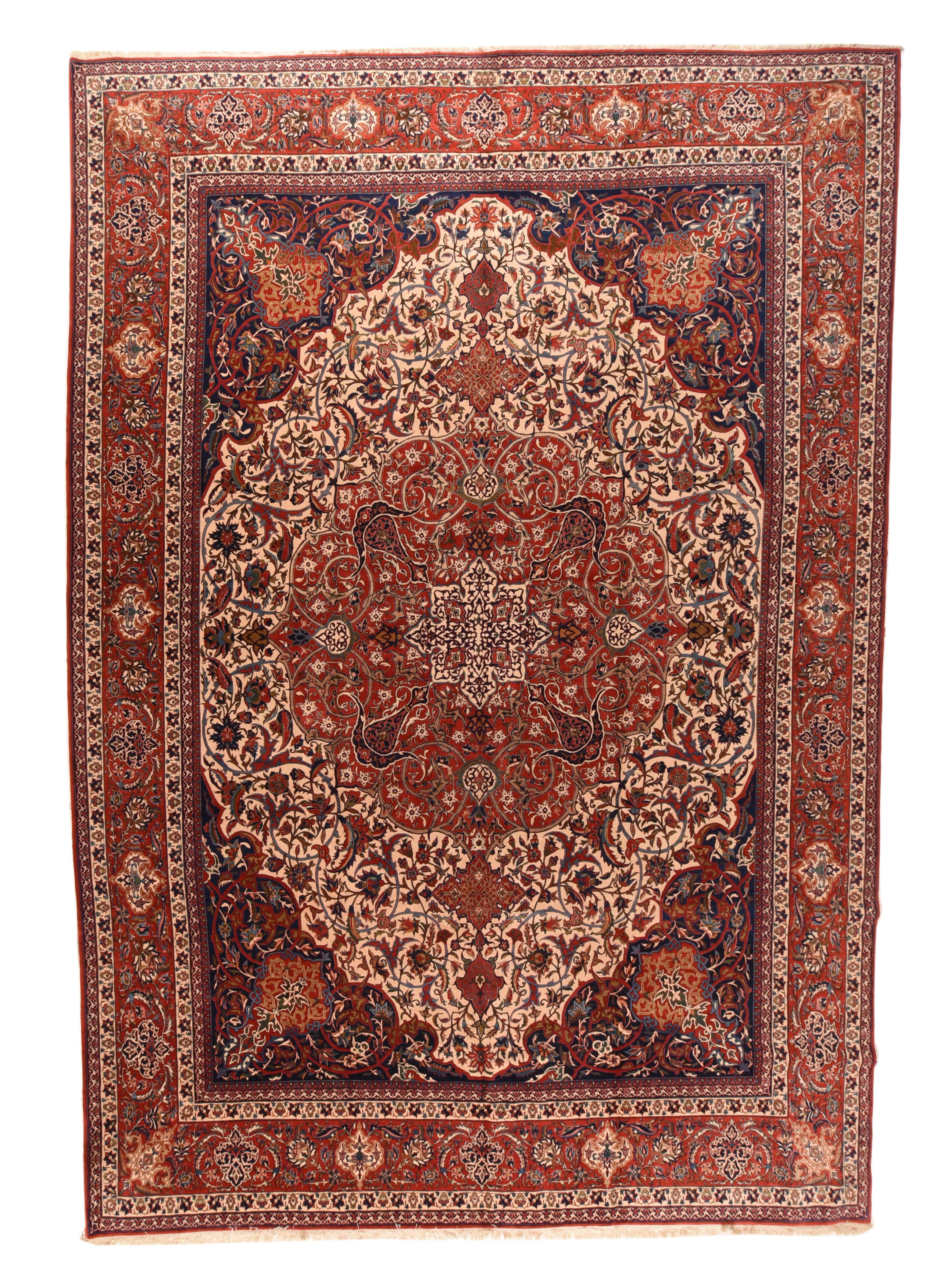 Alfombra antigua Isfahan 11'10'' x 17'1'' Persa en venta