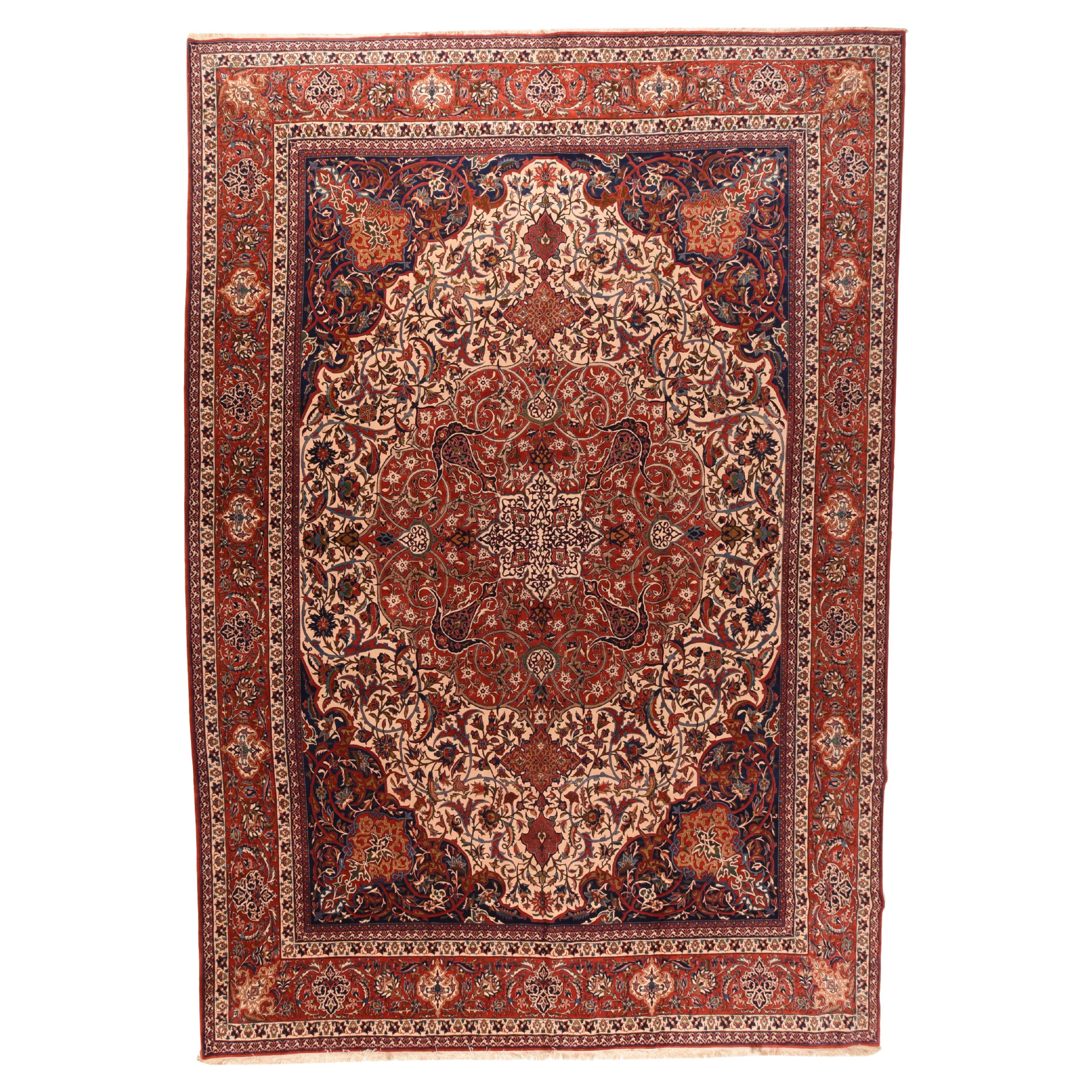 Antique Isfahan Rug 11'10'' x 17'1'' For Sale