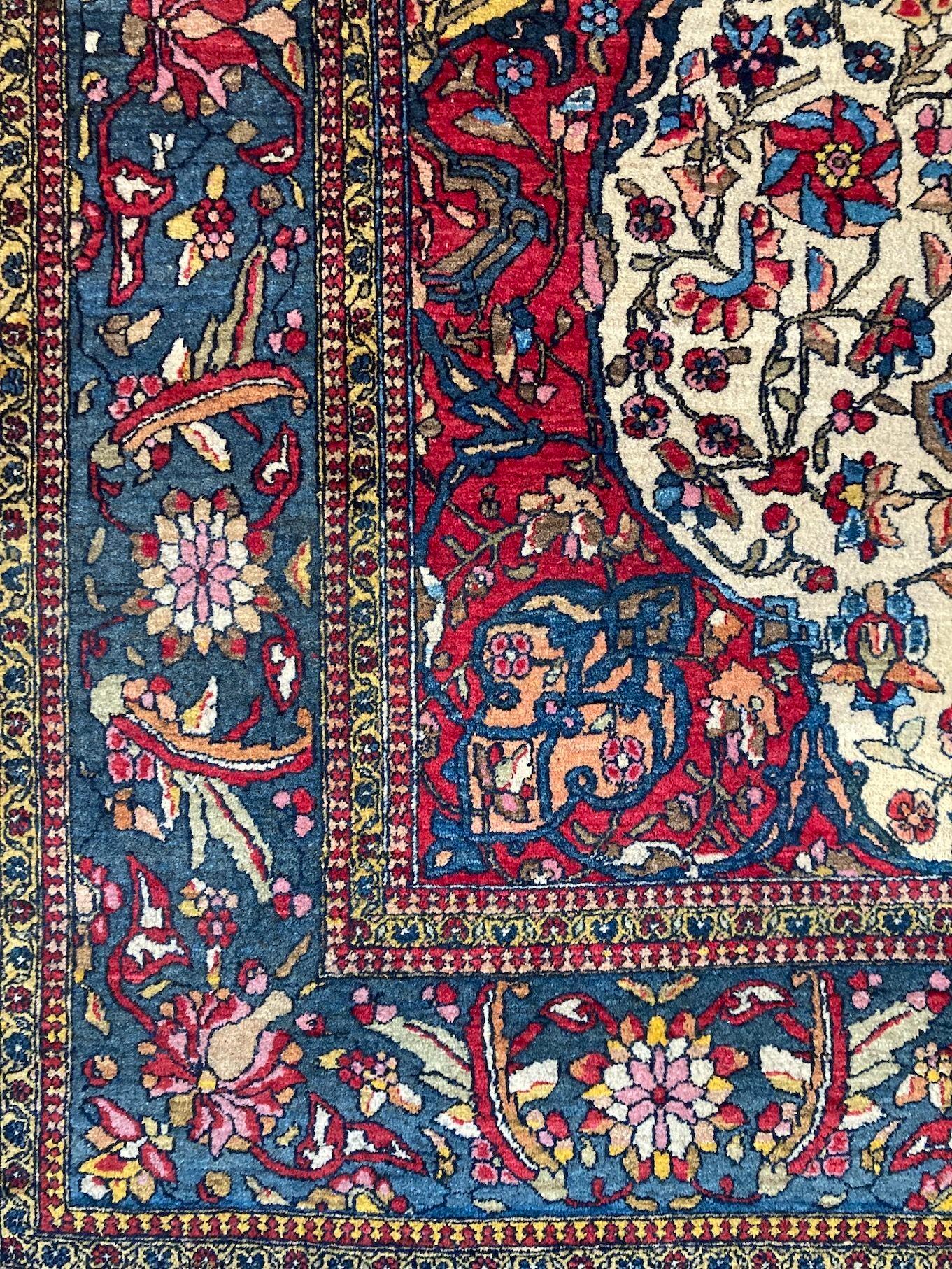 Antiker Isfahan-Teppich 2,02 mx 1,36 m (Wolle) im Angebot