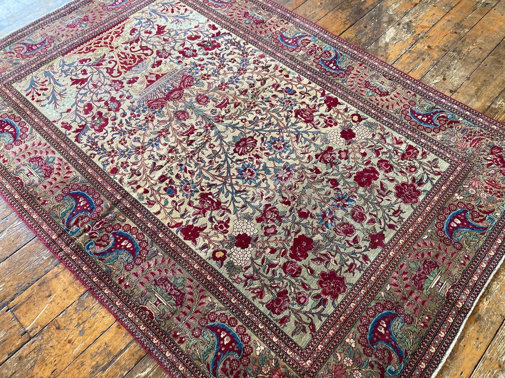 Wool Antique Isfahan Rug 2.04m x 1.38m For Sale