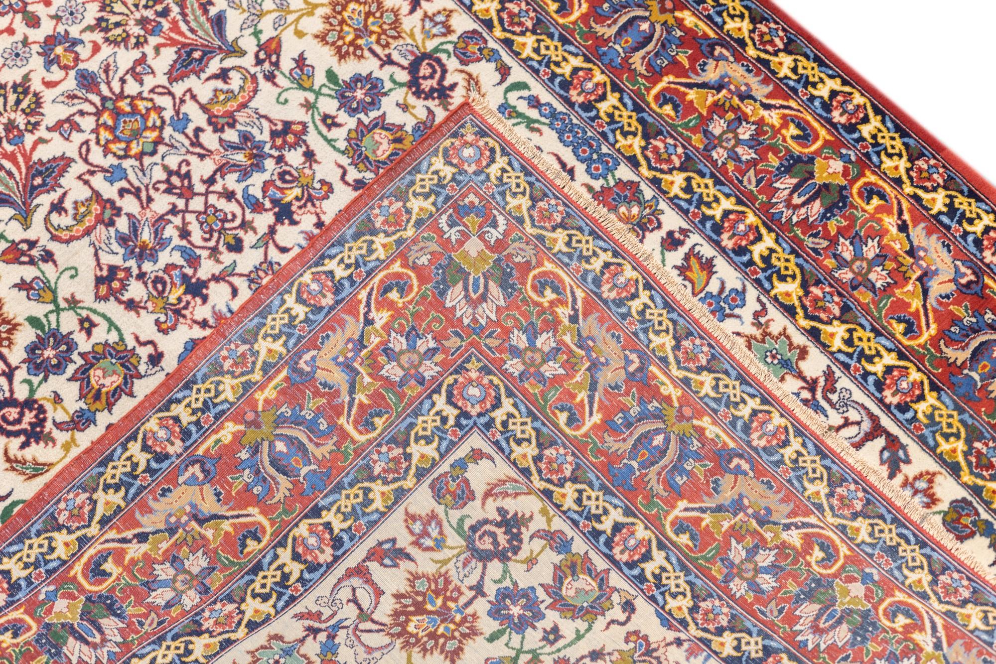 Antique Isfahan Rug 3'5'' x 5'2'' For Sale 5