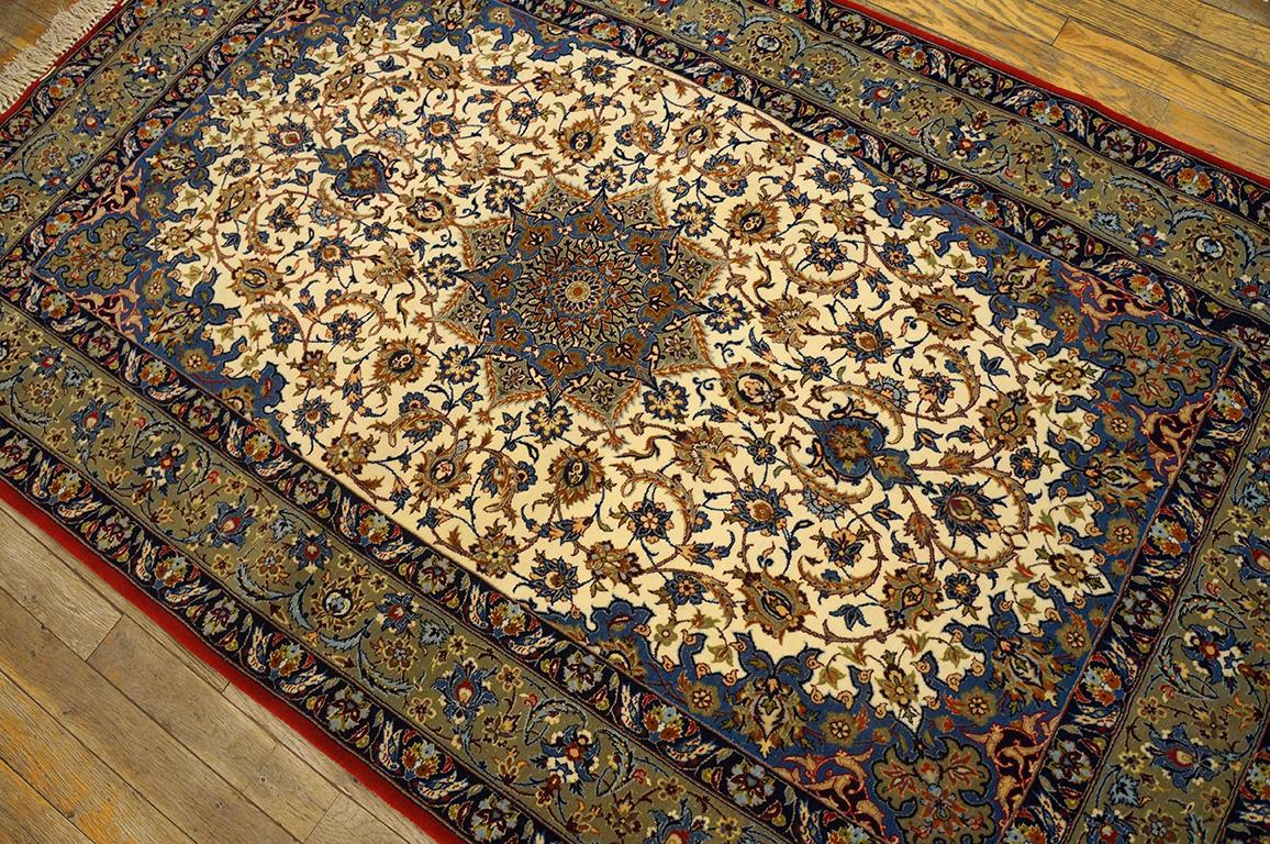 Hand-Knotted Mid 20th Century Isfahan Carpet ( 3'7