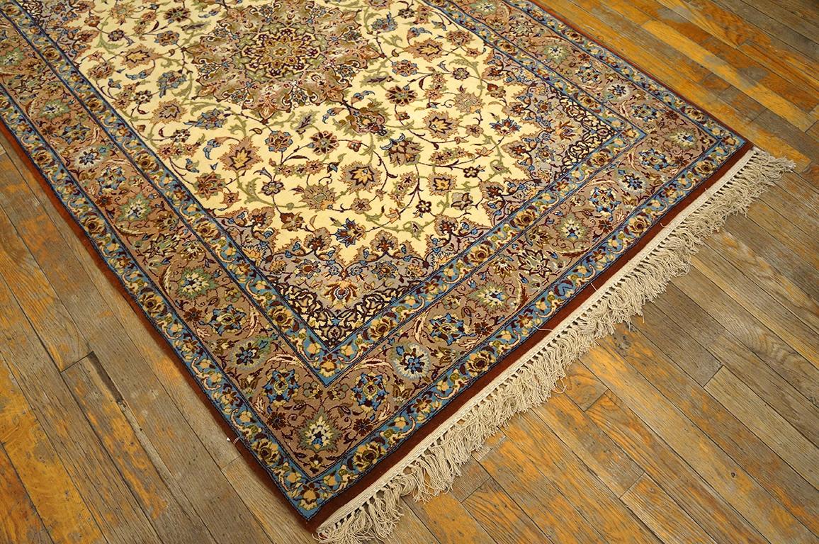 Hand-Knotted Mid 20th Century Isfahan Carpet with Silk Highlights ( 3'8