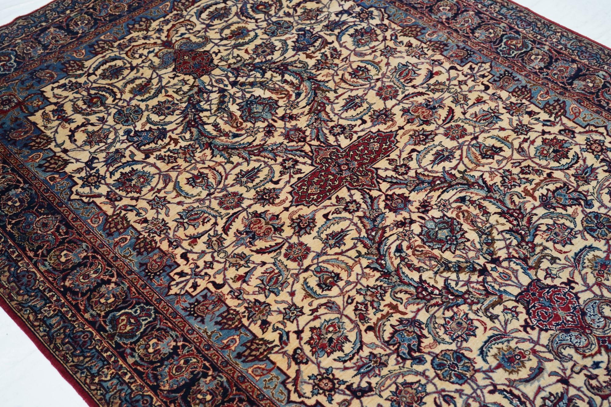Wool Antique Isfahan Rug 4'10'' x 6'8'' For Sale