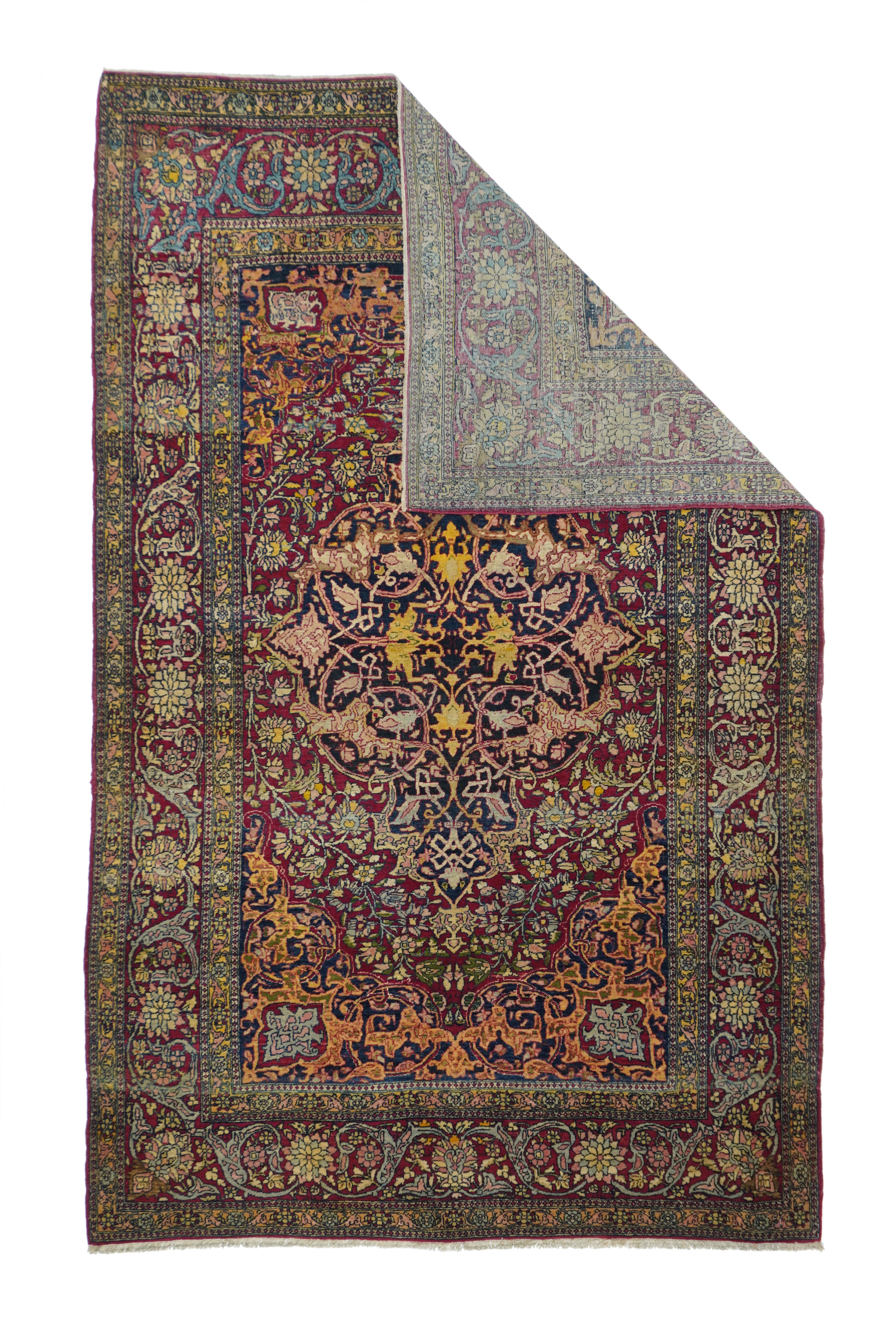 Antique Isfahan rug measures: 4'5'' x 7'0''.