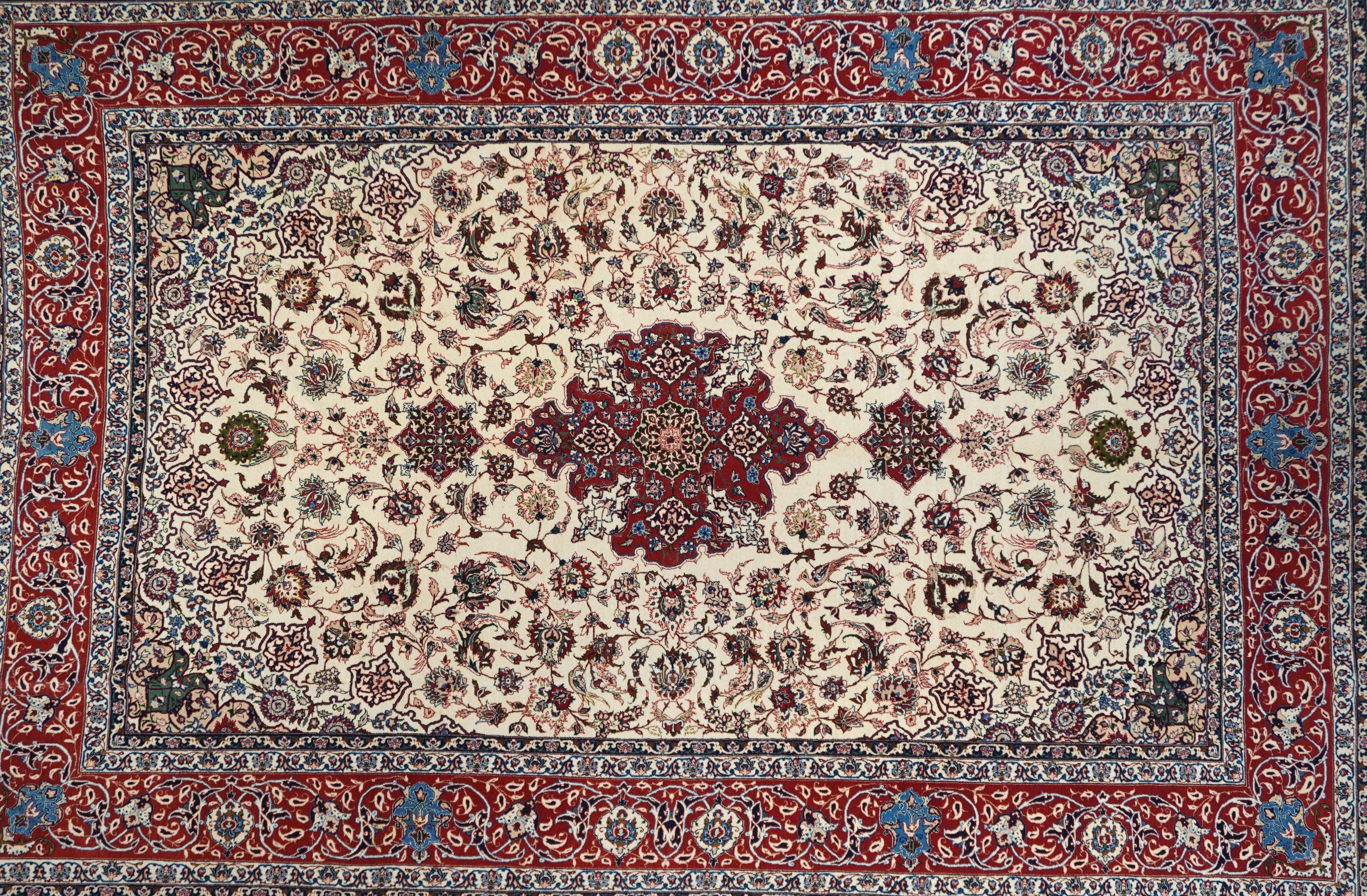 Persiano Tappeto Isfahan antico 6'7'' x 9'8'' in vendita