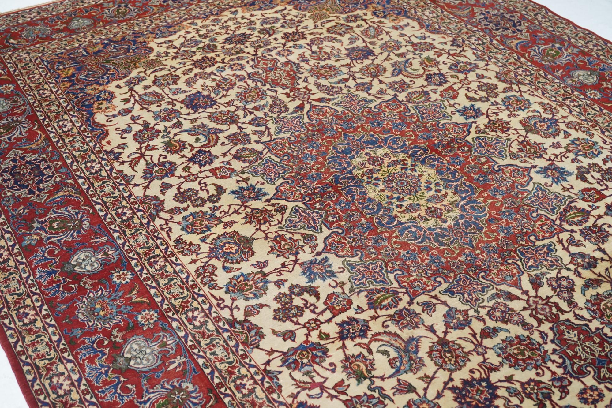 Wool Antique Isfahan Rug For Sale