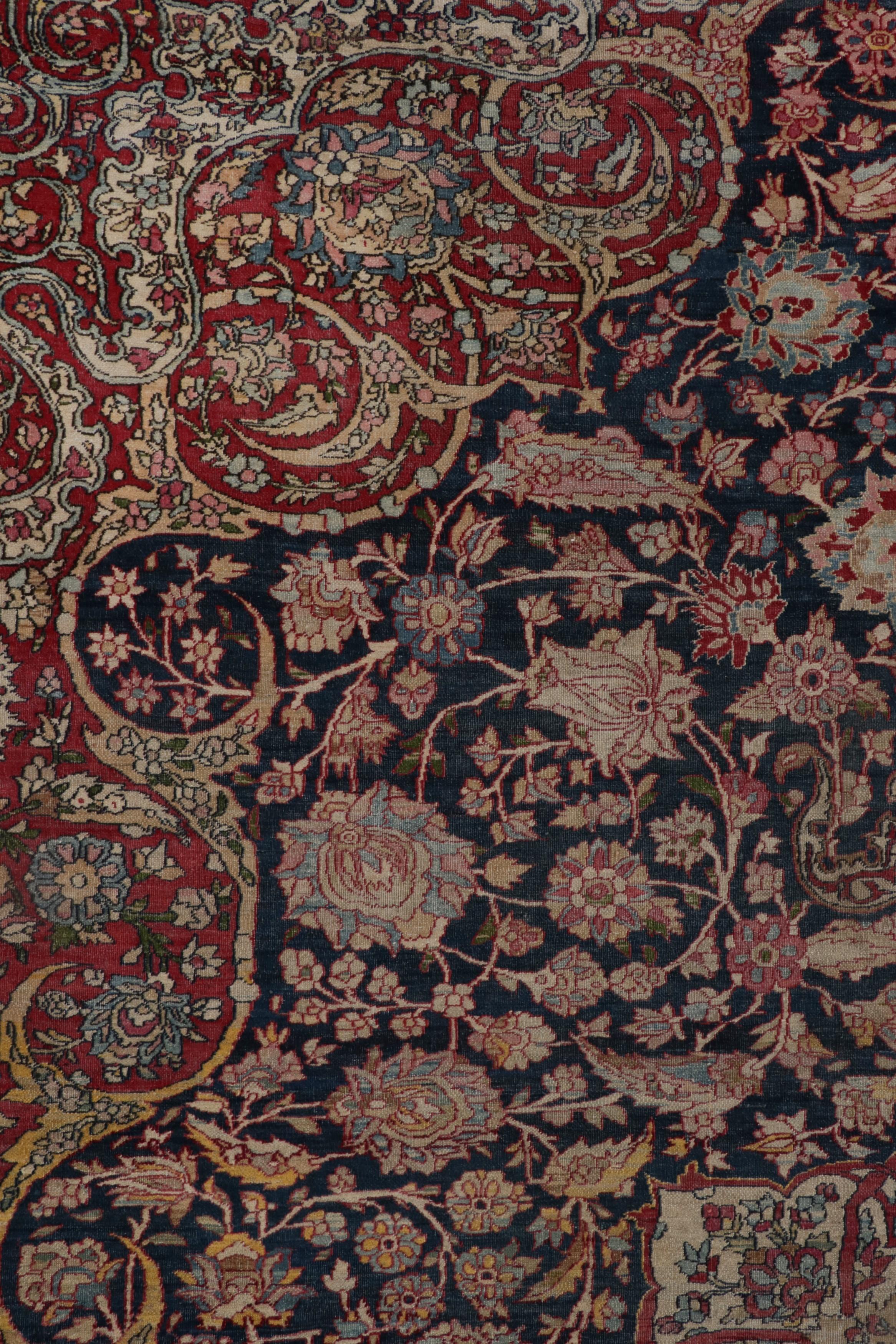 Persian Antique Isfahan Rug in Blue with Medallion and Floral Patterns  Rug & Kilim For Sale