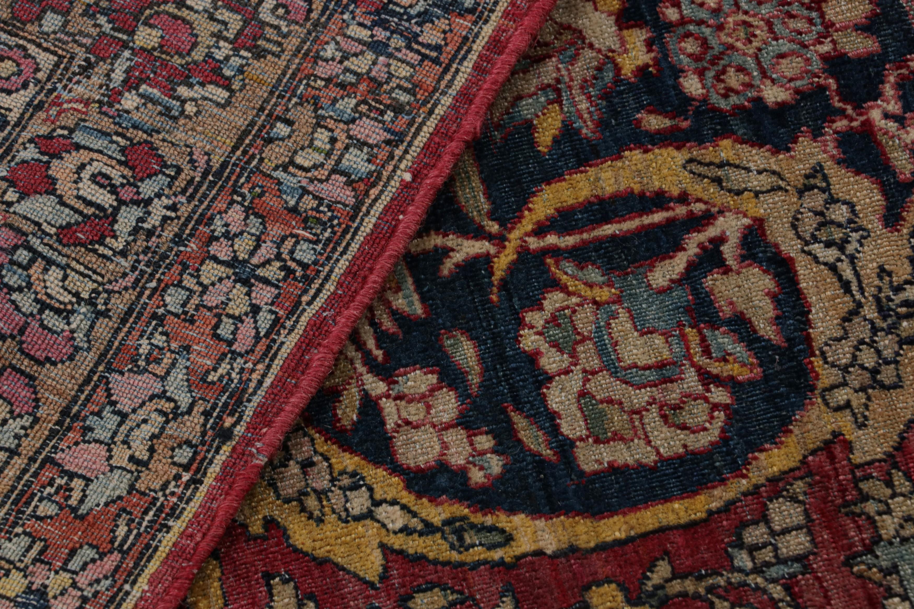 Antique Isfahan Rug in Blue with Medallion and Floral Patterns  Rug & Kilim For Sale 2