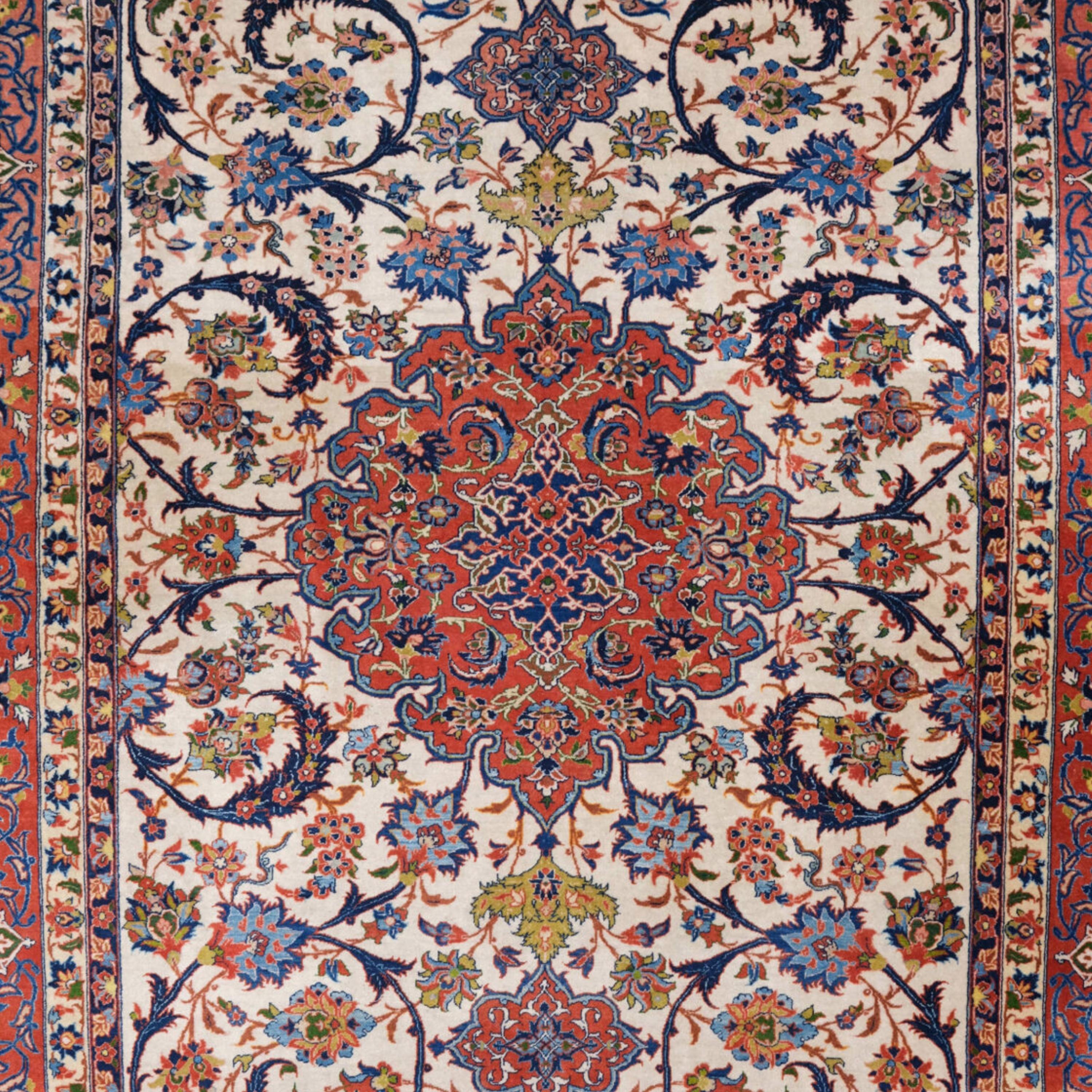 Asian Antique Isfahan Rug - Late of 19th Centıry Isfahan Rug For Sale
