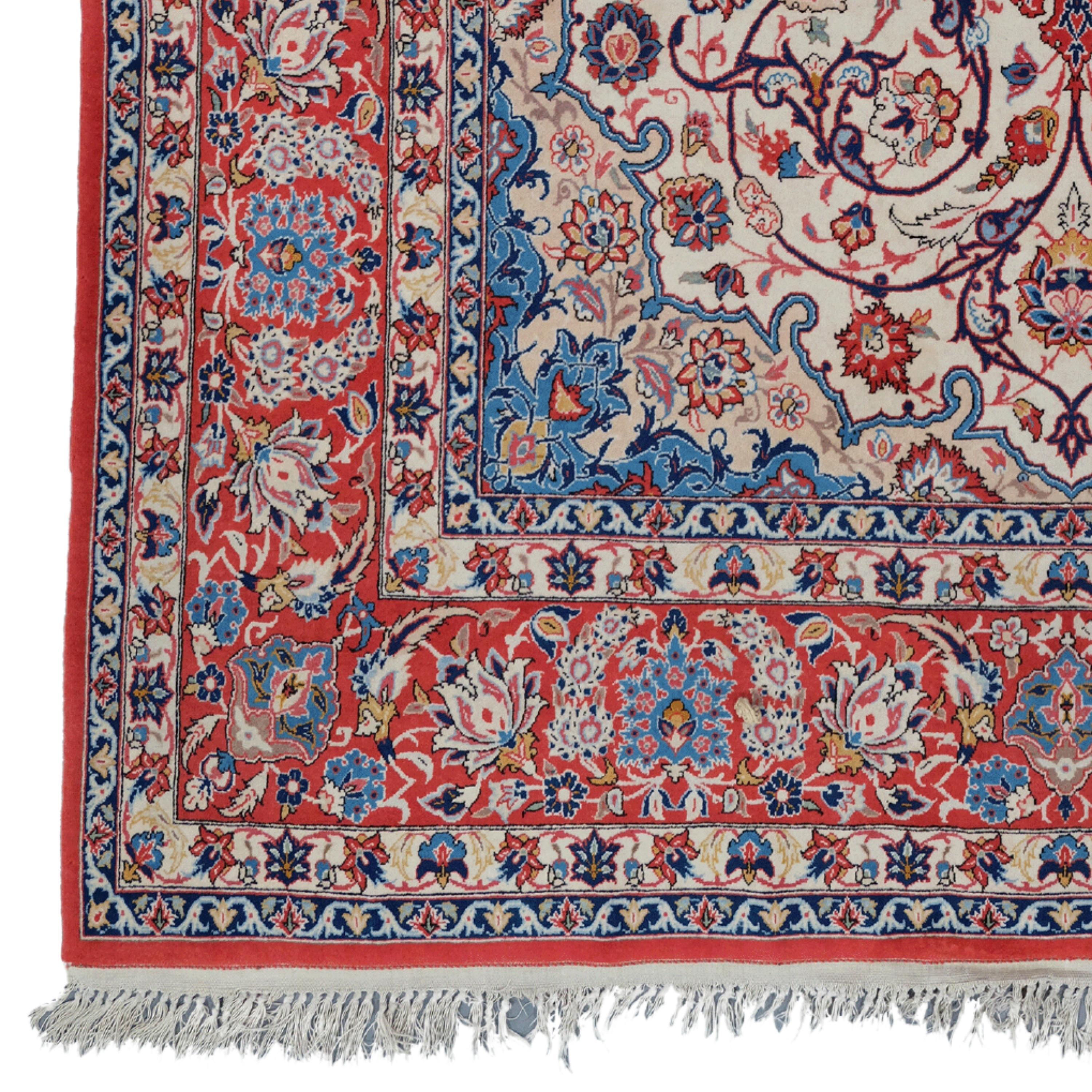Antique Isfahan Rug
Late of 19th Century Isfahan Rug
Size: 150×255 cm  4,92x8,36 Ft

Experience the elegance of time and the depths of history with this elegant 19th century antique Isfahan carpet. This work, every detail of which has been
